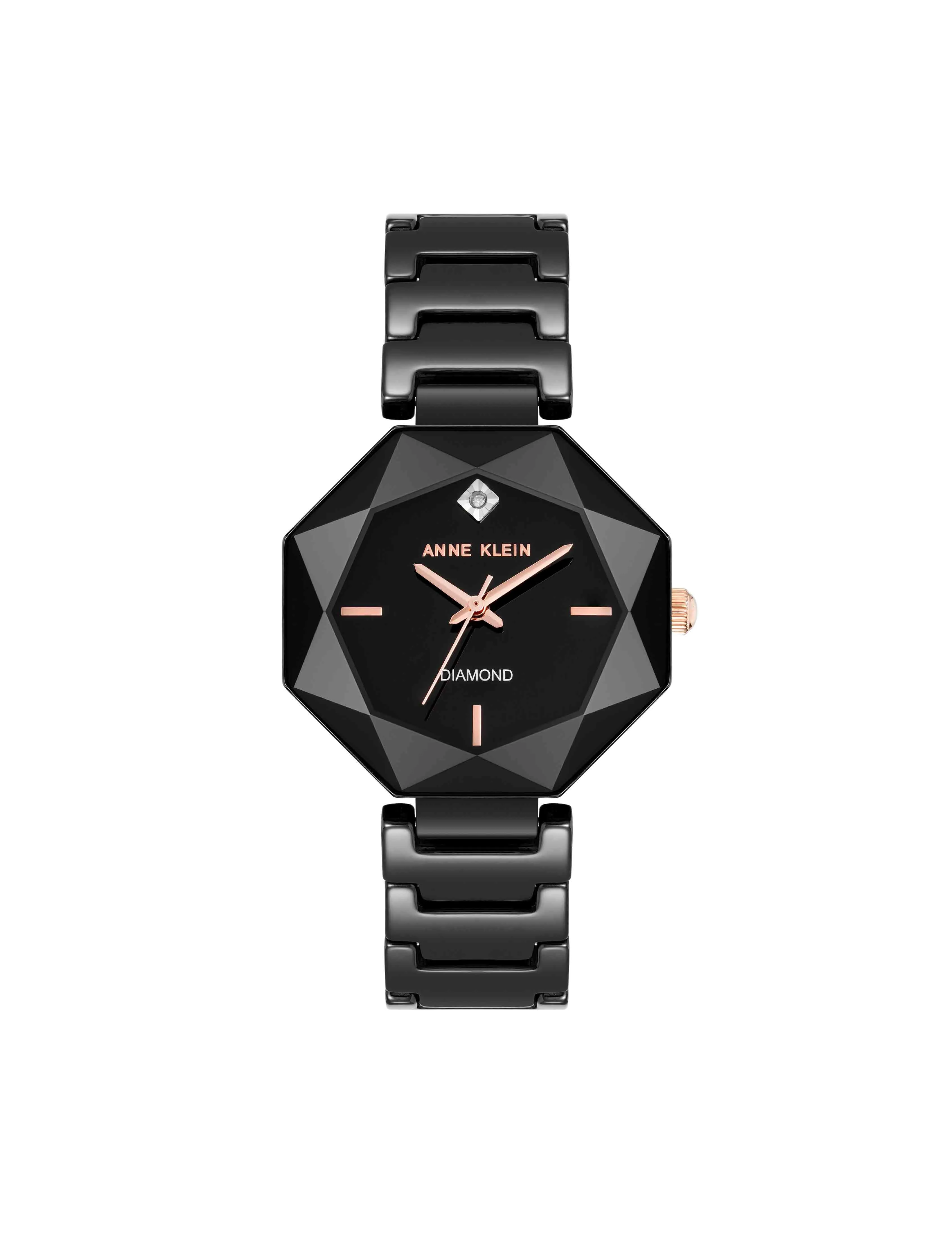 Octagonal Ceramic Diamond Dial Bracelet Watch sold by Anne Klein