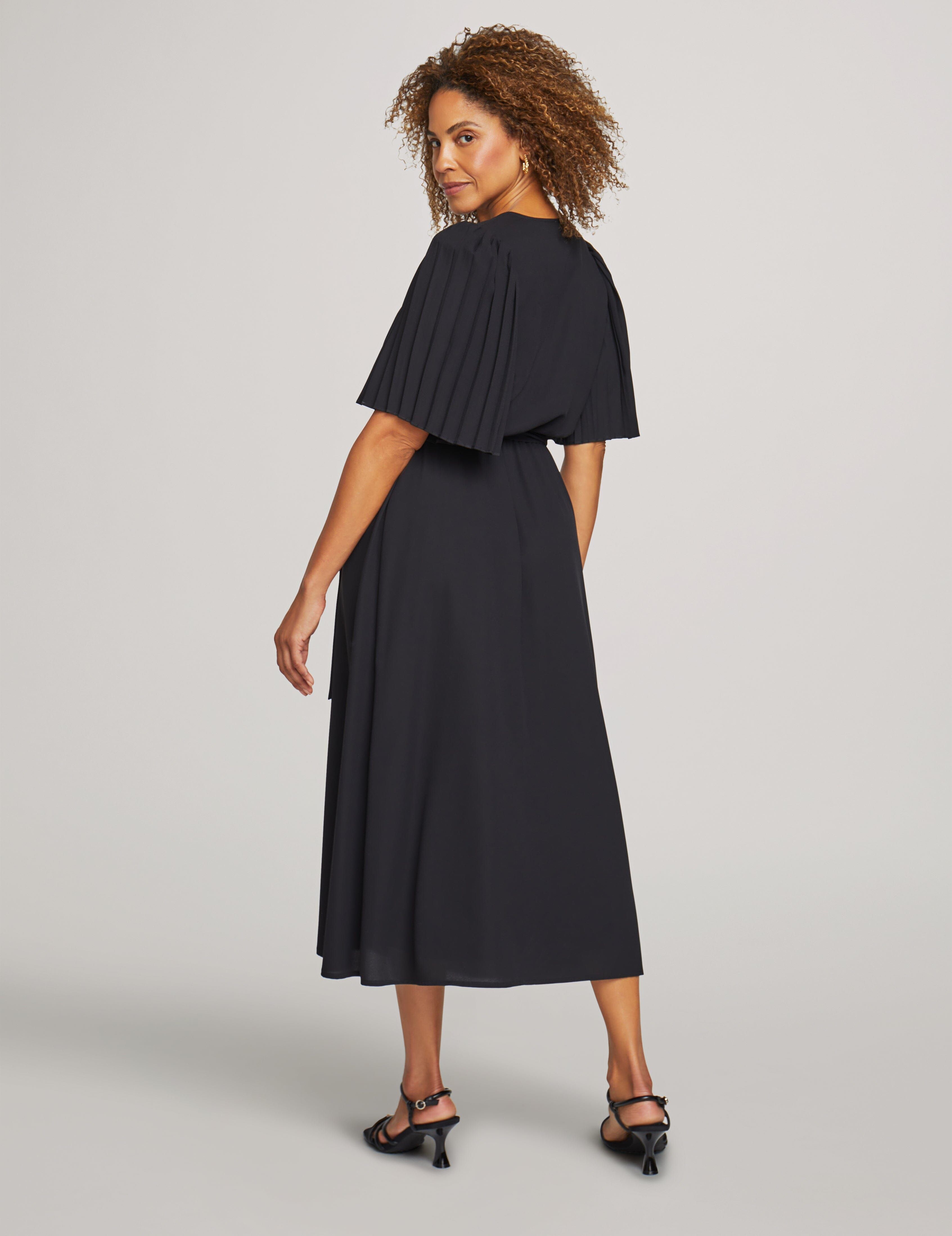 Pleated Flutter Sleeve Midi Dress sold by Anne Klein product image thumbnail 2
