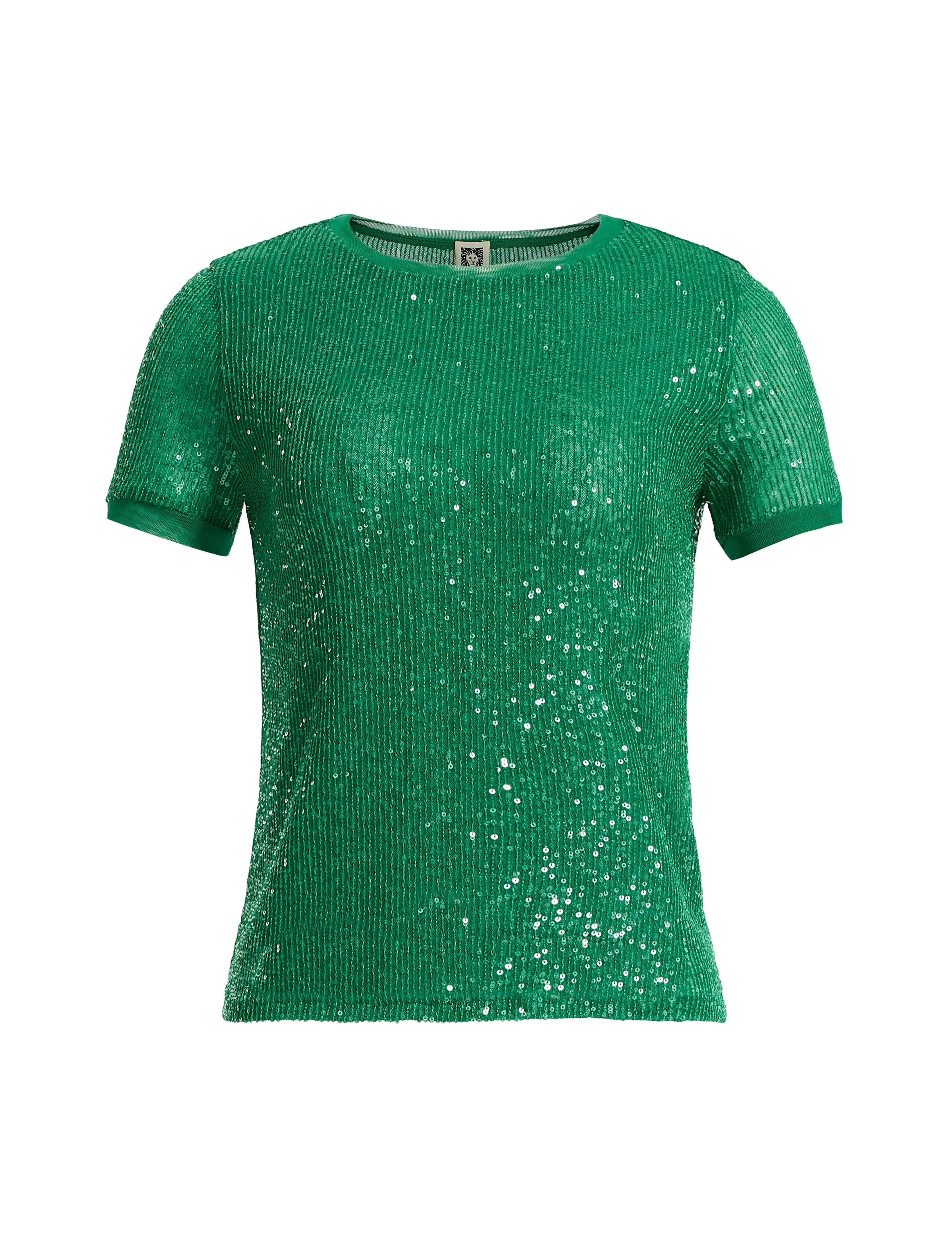 Short Sleeve Sequin Mesh Banded Tee sold by Anne Klein