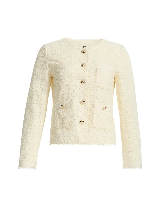 Eyelet Five-Button Jacket with Patch Pockets sold by Anne Klein