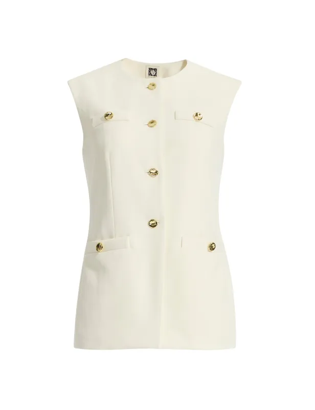 Crepe Four-Button Vest with Welt Pockets sold by Anne Klein