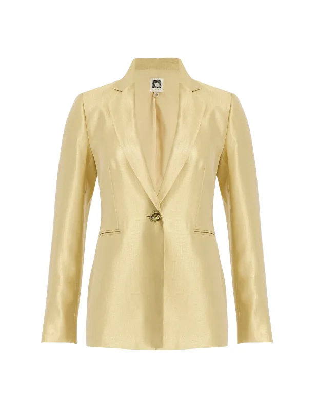 Iridescent Weave One-Button Notch Collar Blazer sold by Anne Klein
