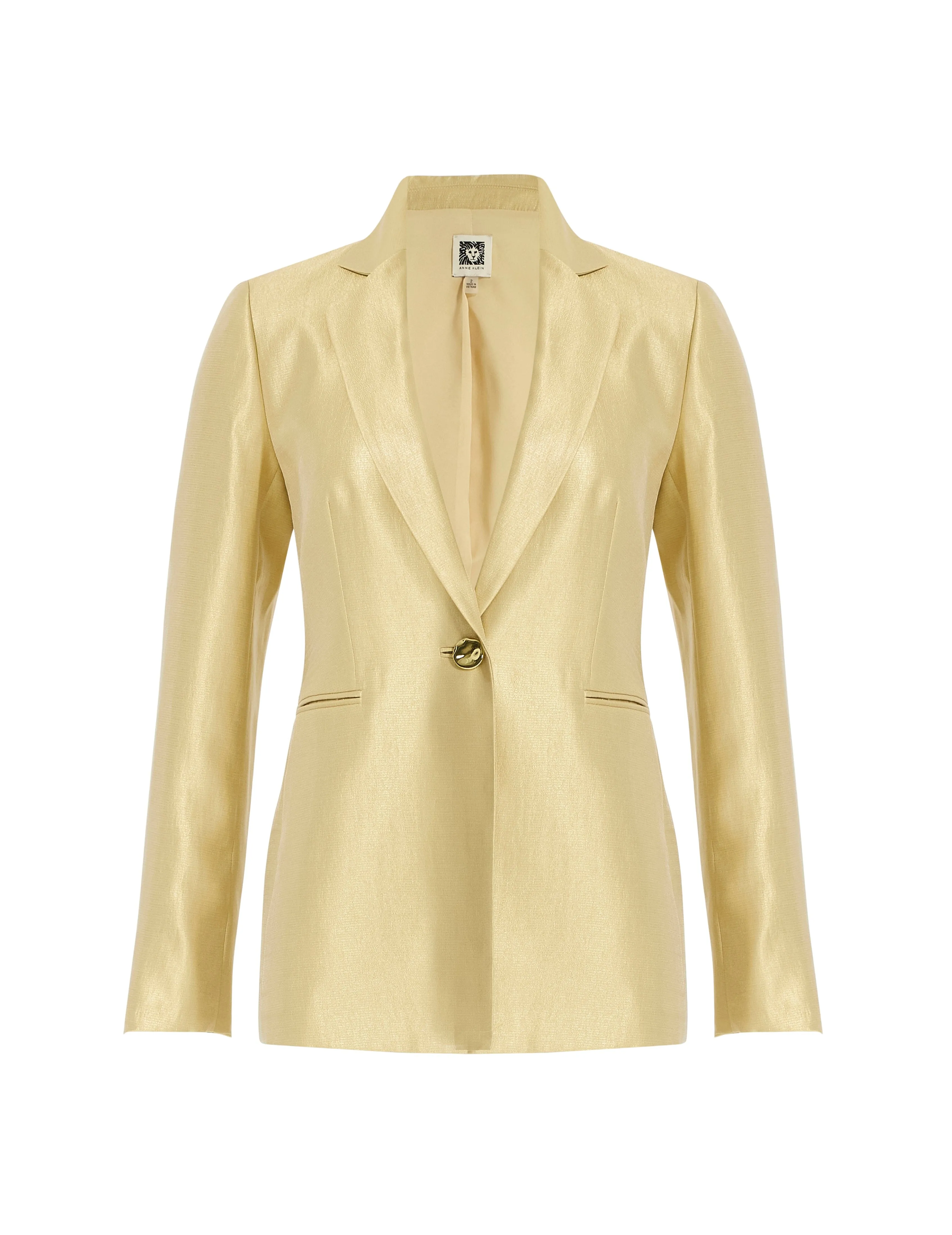 Iridescent Weave One-Button Notch Collar Blazer sold by Anne Klein