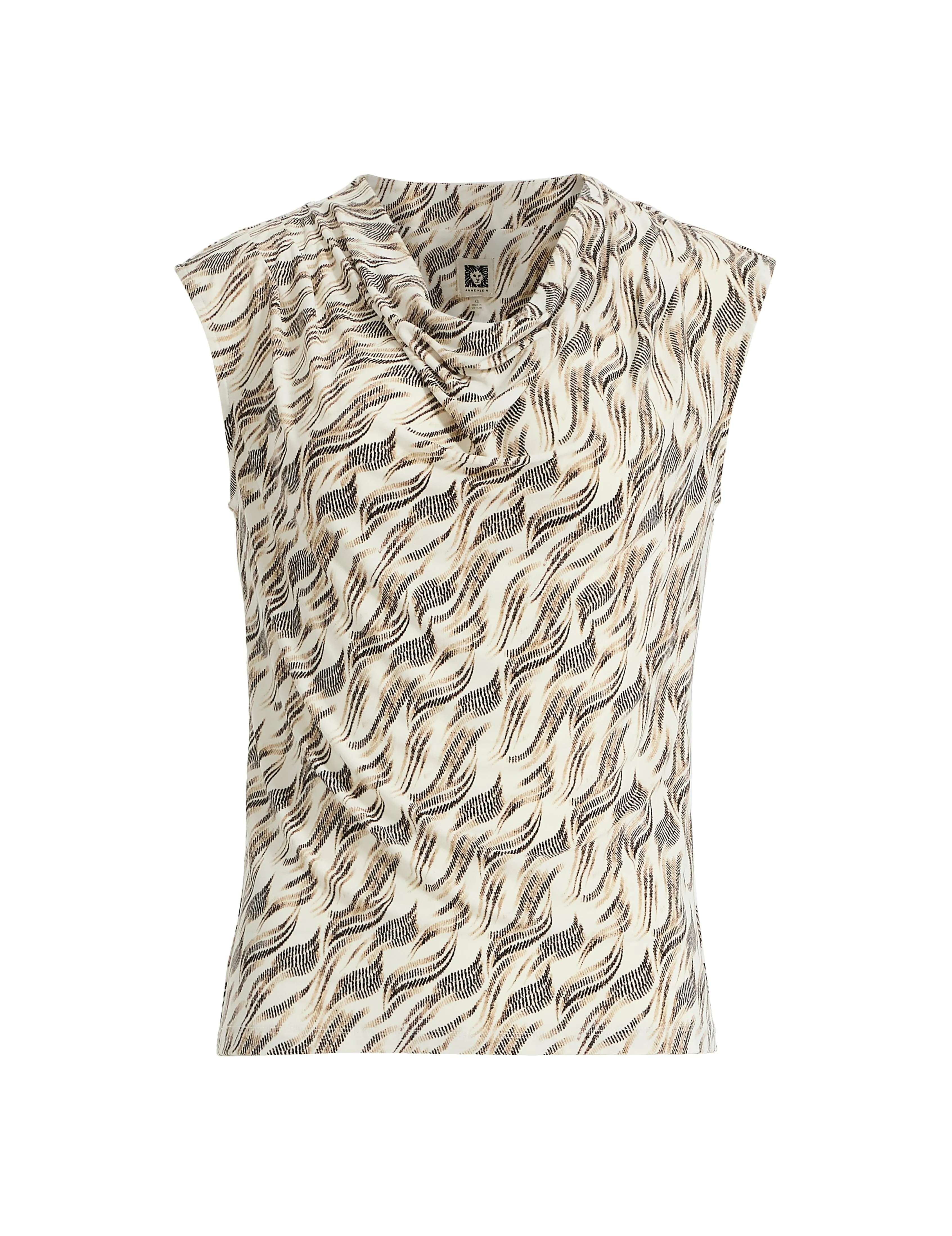 Printed Ity Pleated Cowl Neck Top sold by Anne Klein