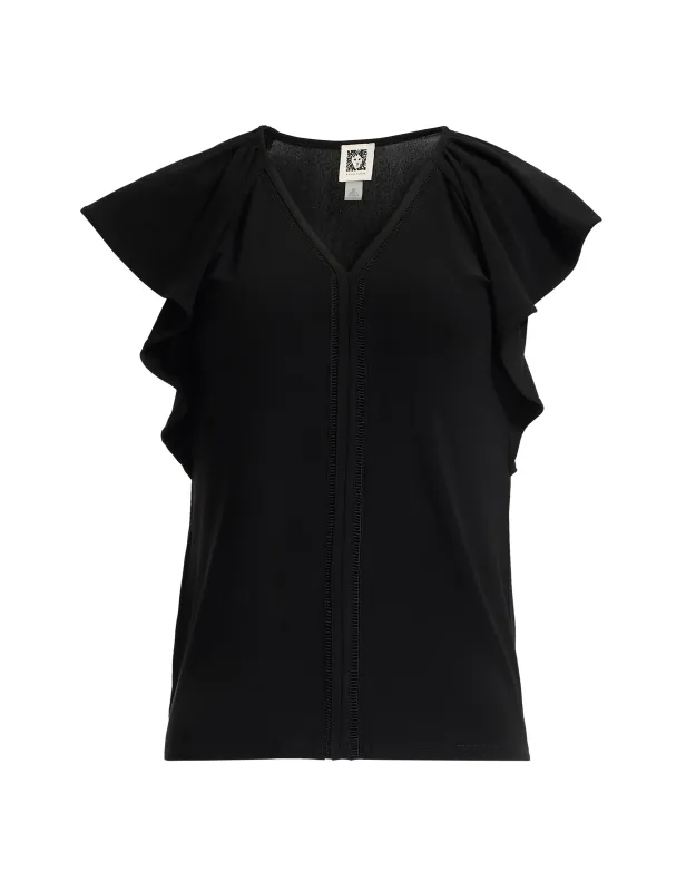 Harmony Knit Flutter Sleeve Top sold by Anne Klein