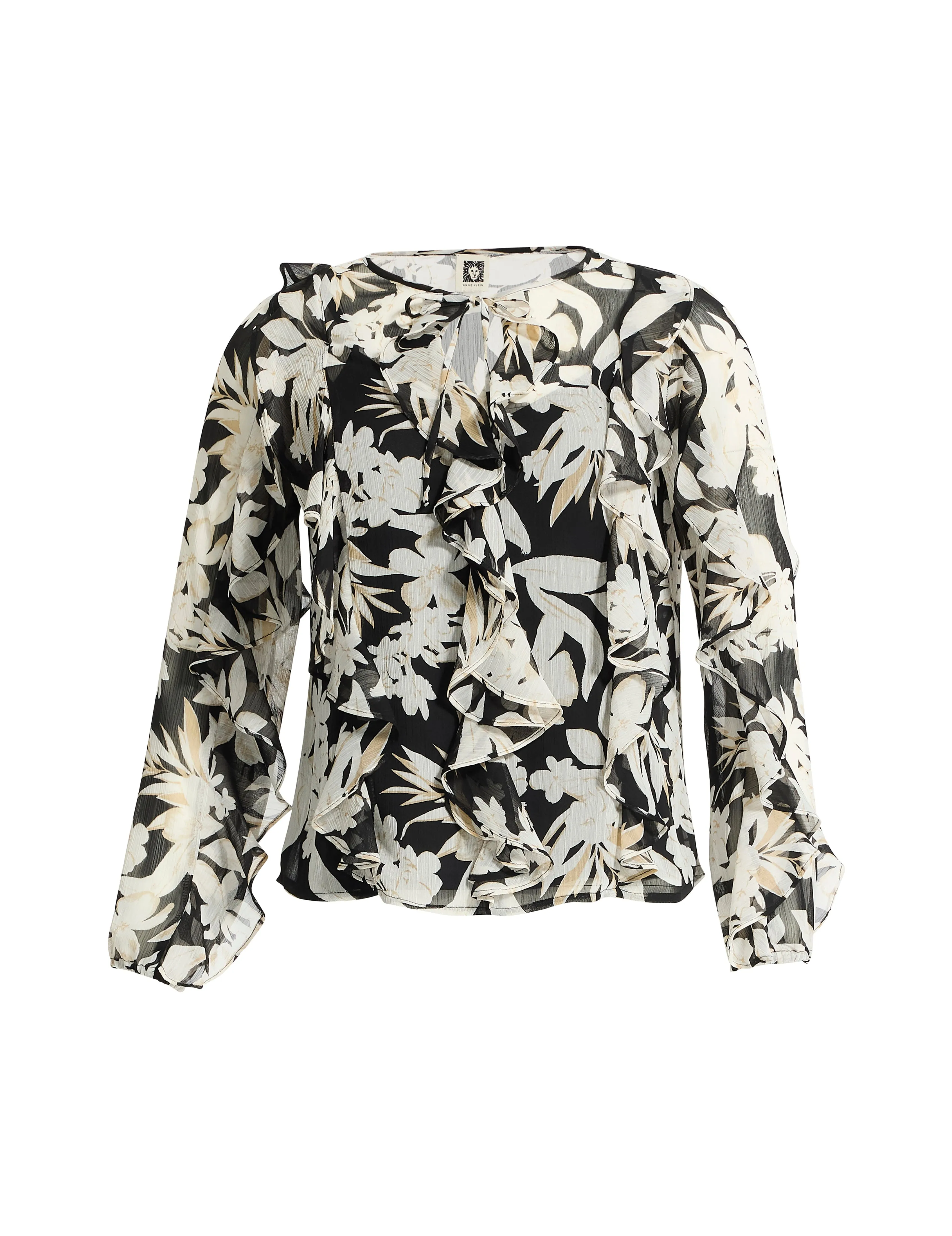 Tie Neck Ruffle Blouse sold by Anne Klein