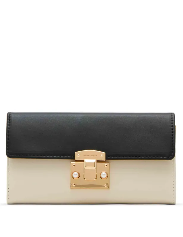 Colorblocked Pushlock Continental Wallet made by Anne Klein