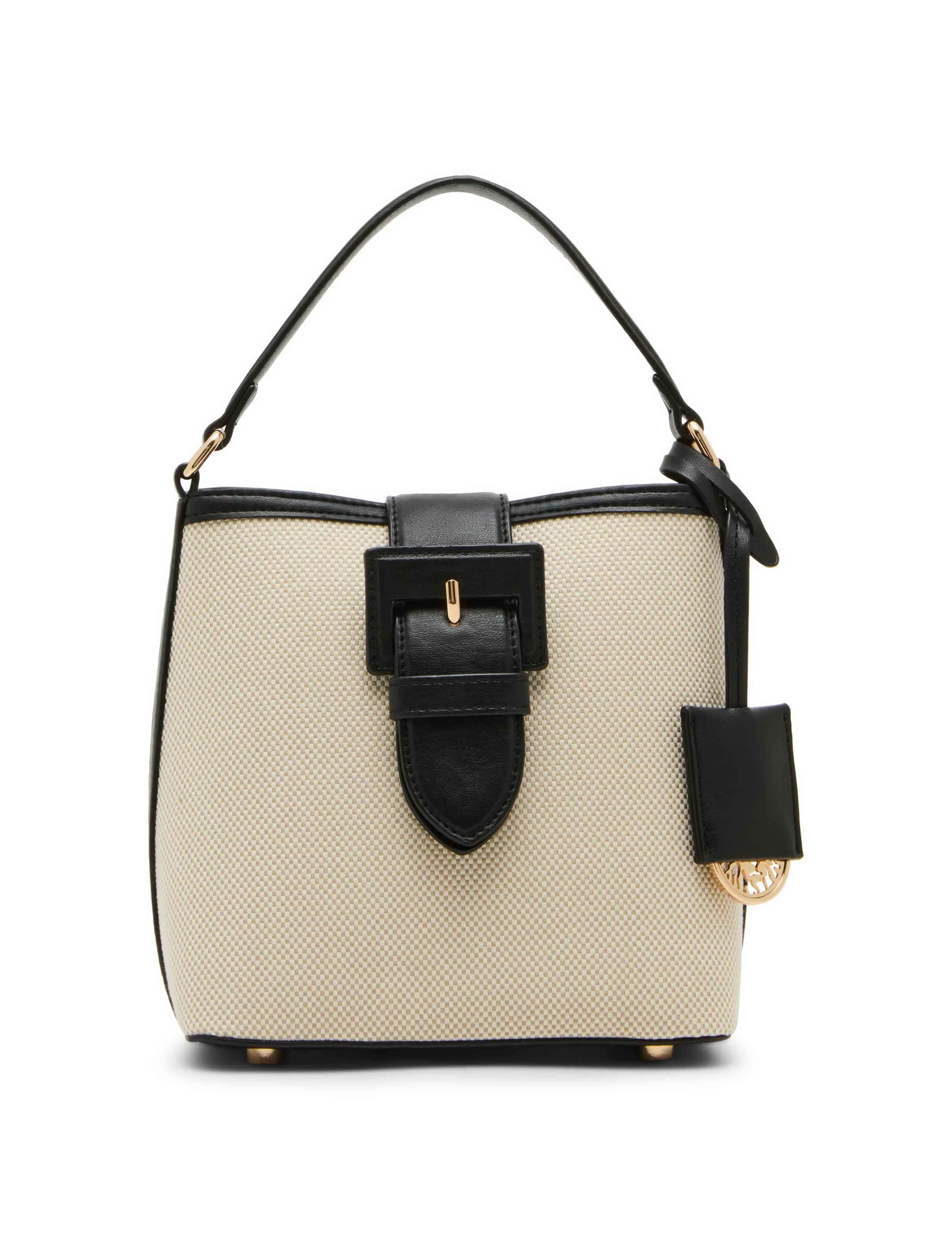 Small Covered Buckle Canvas Bucket With Convertible Strap sold by Anne Klein