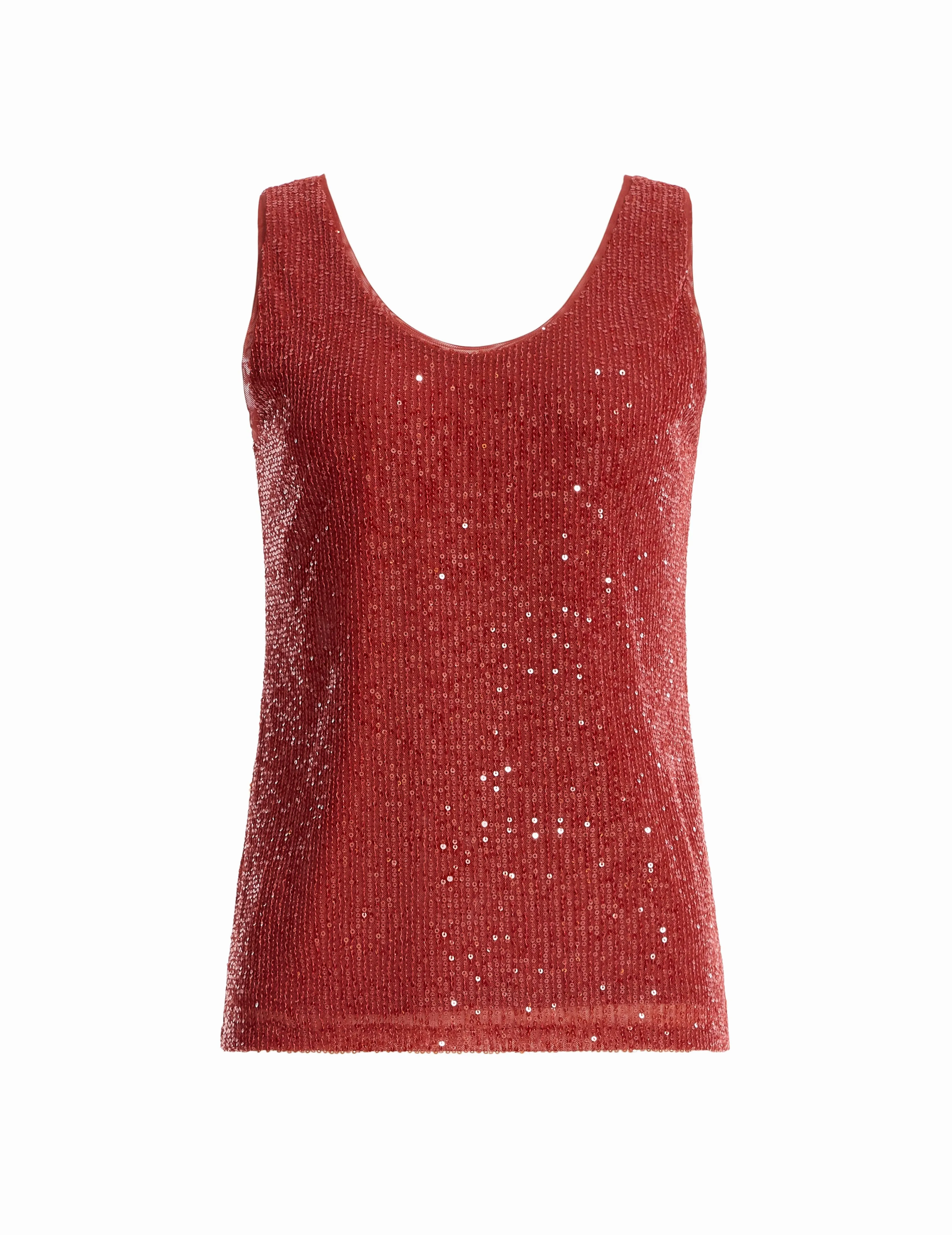 Sequin Mesh V-Neck Tank sold by Anne Klein