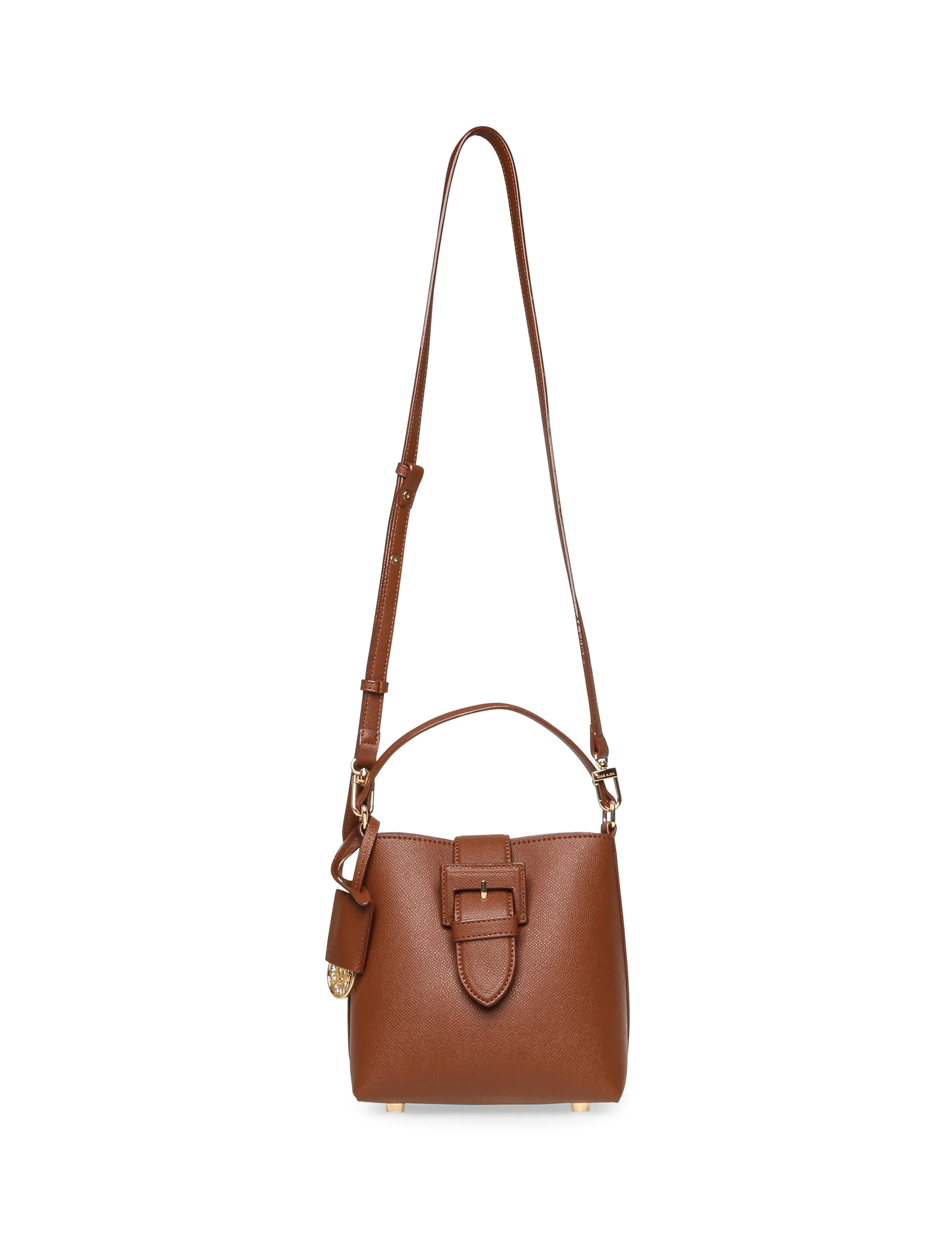 Small Sculpted Buckle Bucket with Convertible Strap sold by Anne Klein