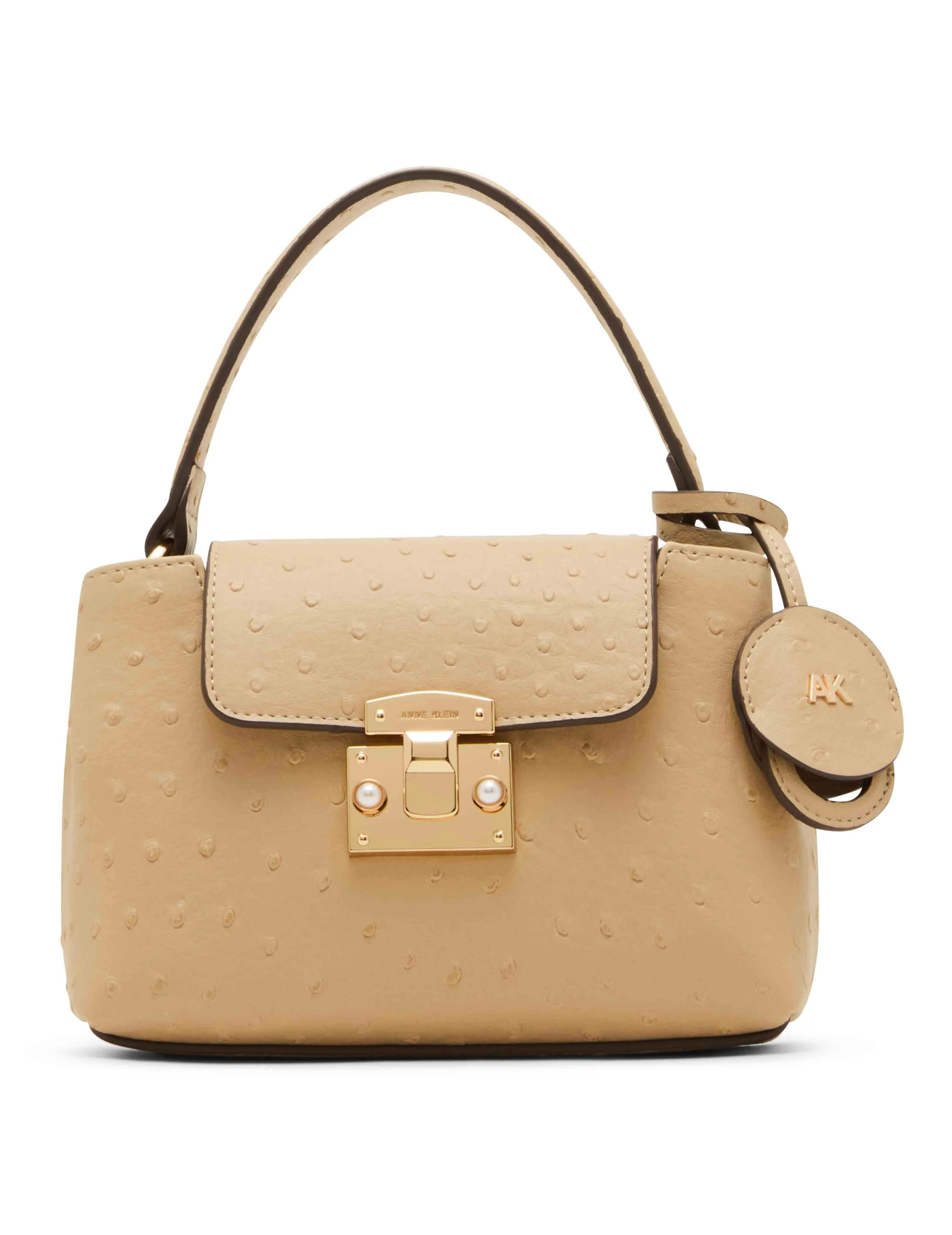 Small Pushlock Satchel with Mirror and Detachable Strap sold by Anne Klein