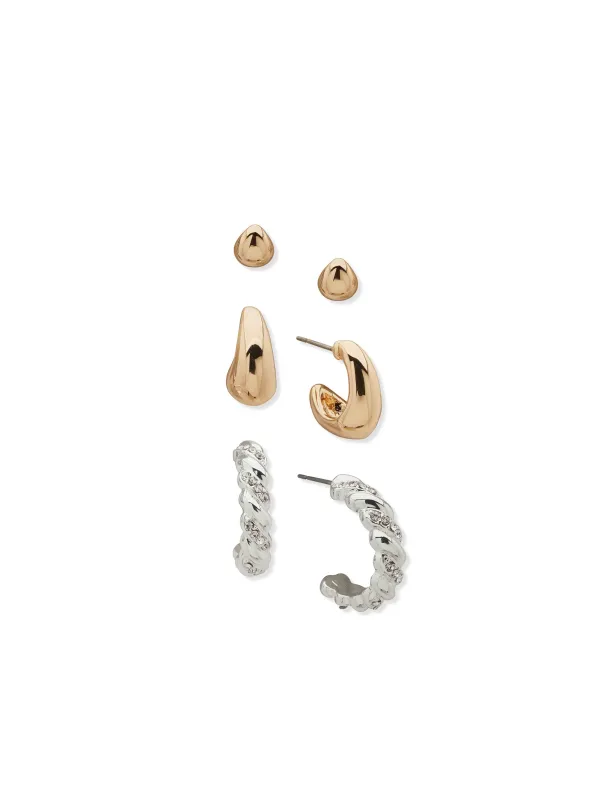 Puffy & Twist Trio Hoops sold by Anne Klein