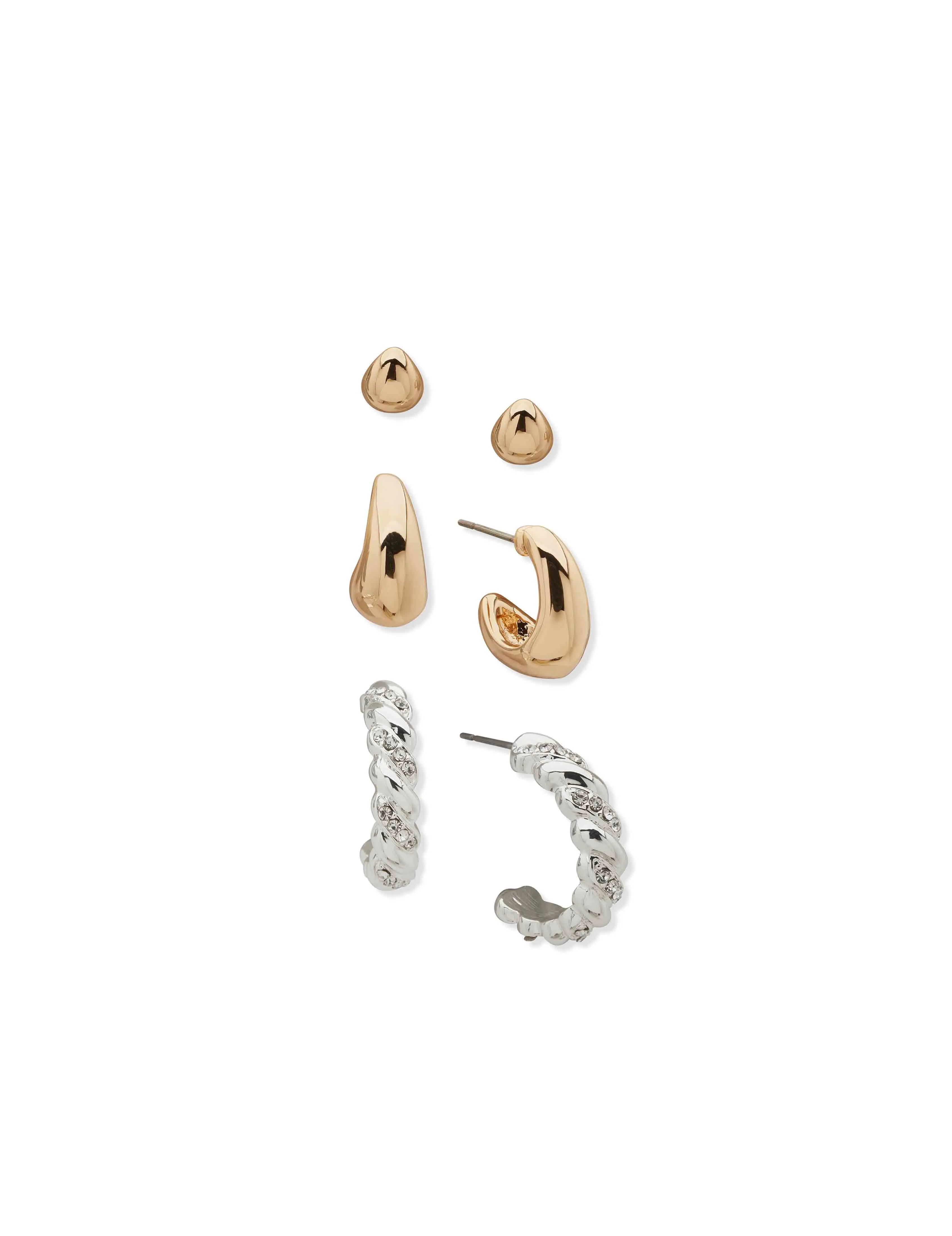 Puffy & Twist Trio Hoops sold by Anne Klein