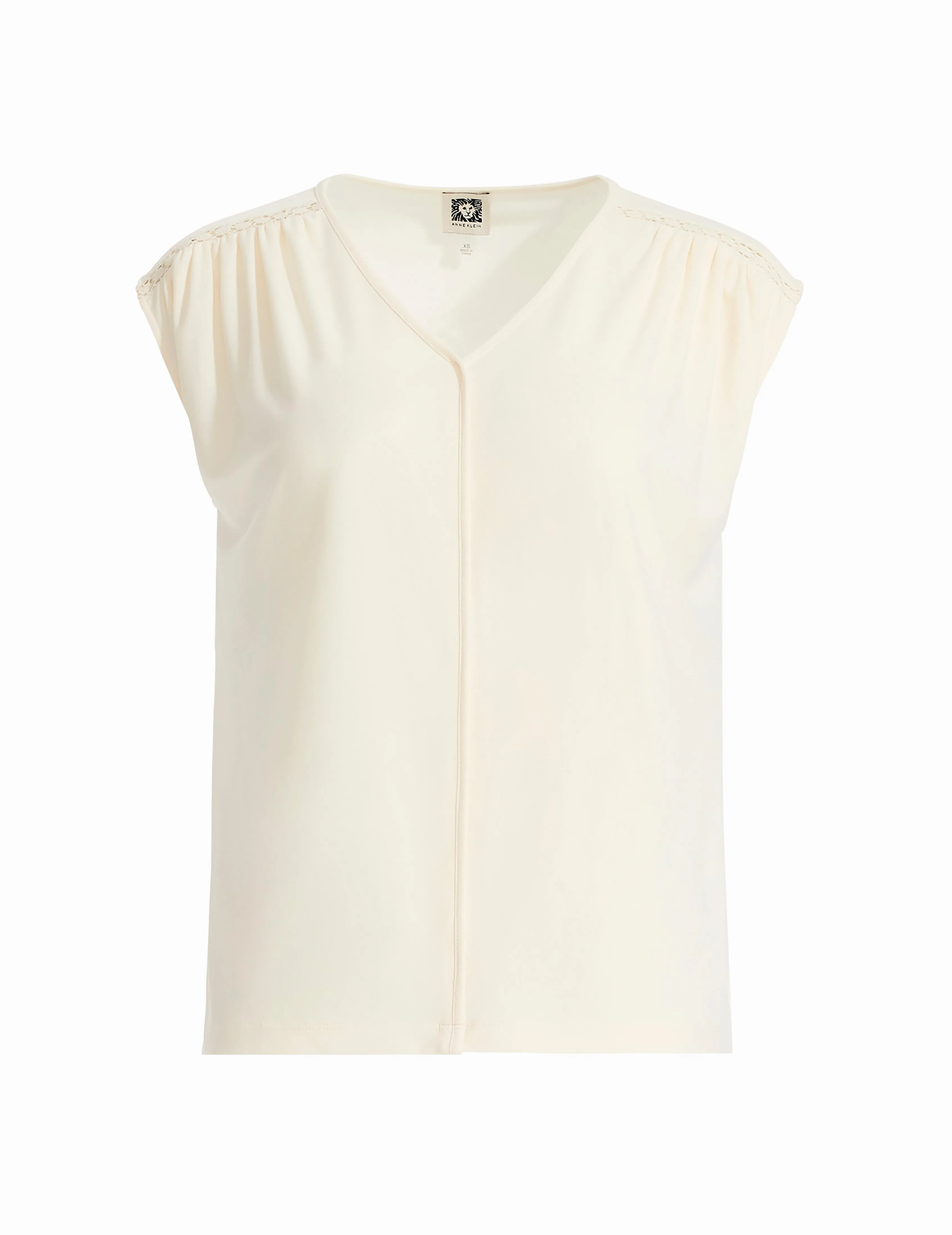V Neck Lace Trim Top sold by Anne Klein