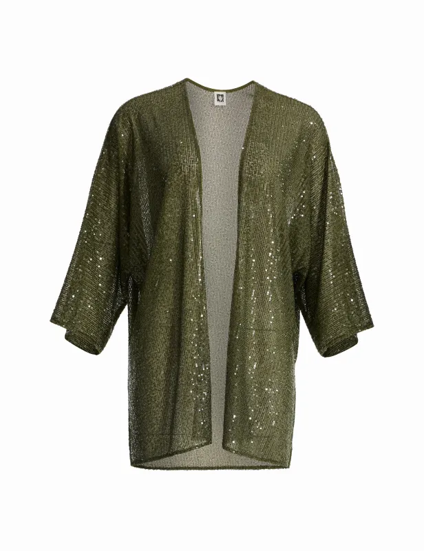 Sequin Mesh Kimono Cardi sold by Anne Klein