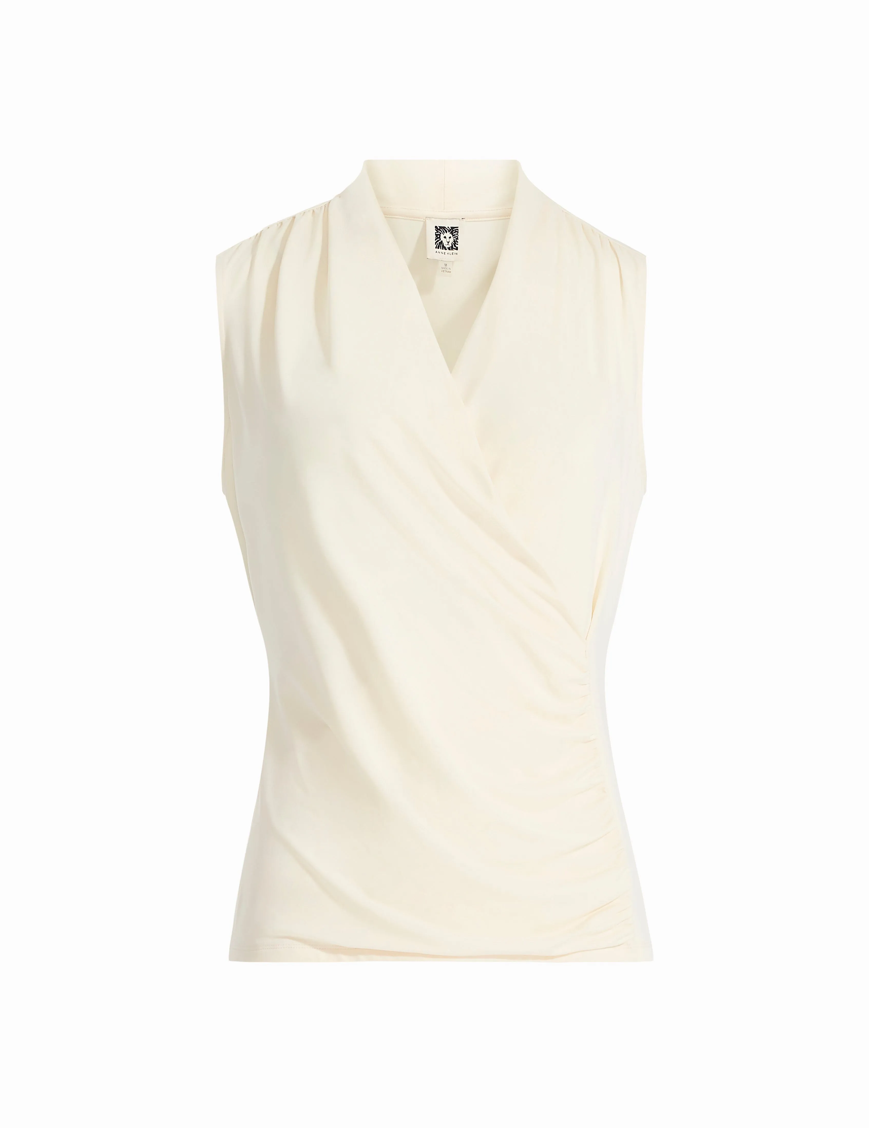 Solid Ity Shirred Surplice Top sold by Anne Klein