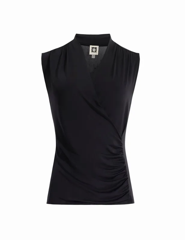 Solid Ity Shirred Surplice Top sold by Anne Klein