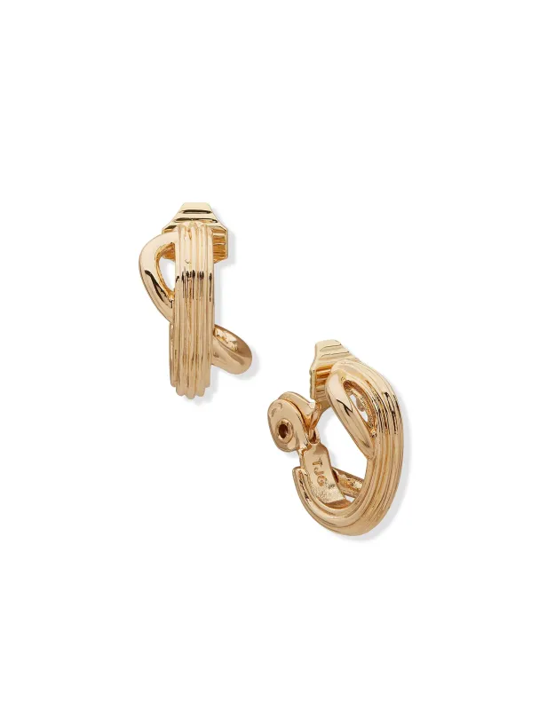 Clip on Criss Cross Textured Hoop sold by Anne Klein