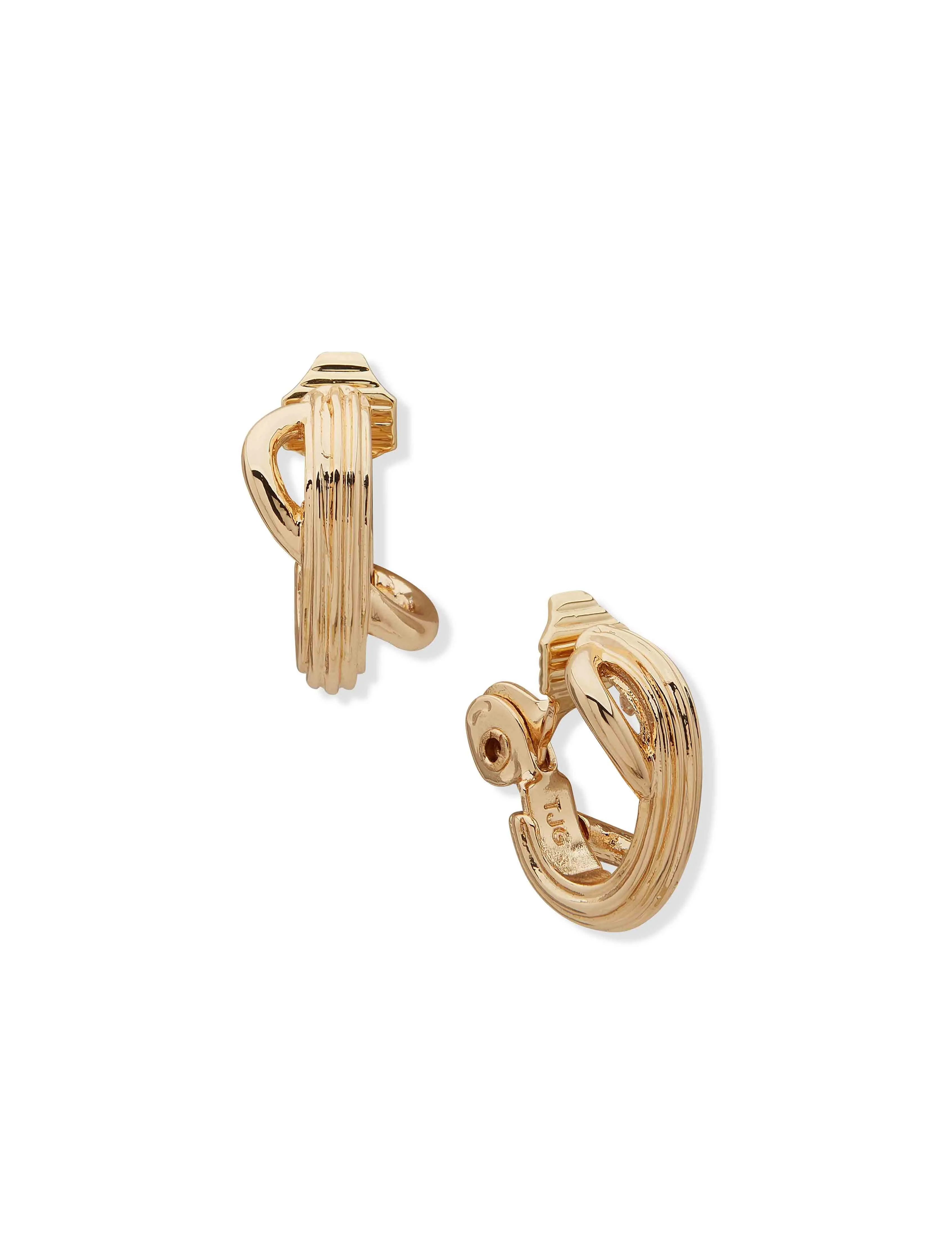 Clip on Criss Cross Textured Hoop sold by Anne Klein