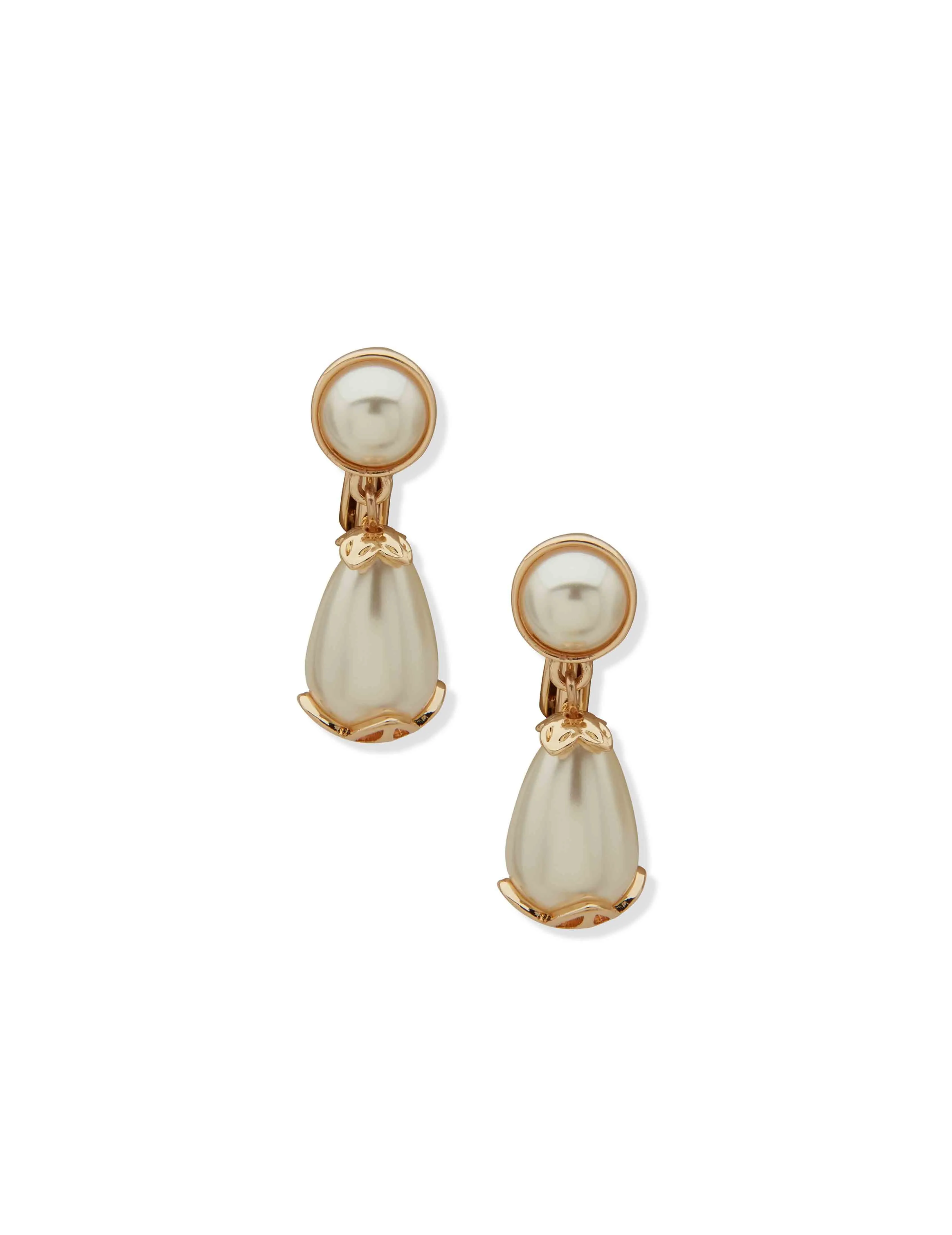 Teardrop Pearl Clip Earring sold by Anne Klein