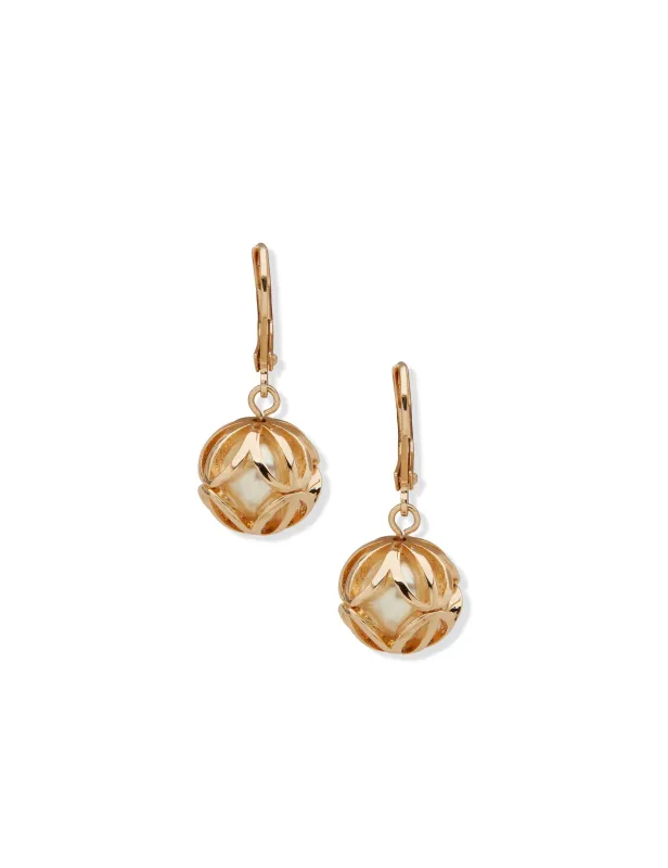 Caged Pearl Drop Earring sold by Anne Klein