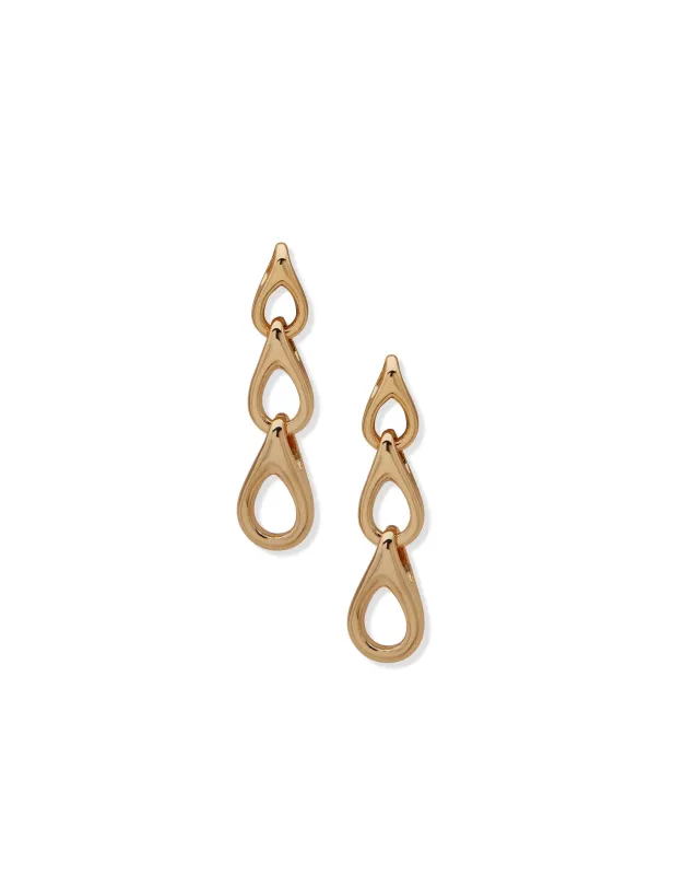 Linear Linked Teardrop Earrings made by Anne Klein