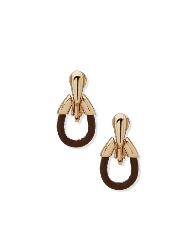 Leather Teardrop Clip on Hoop Earring sold by Anne Klein