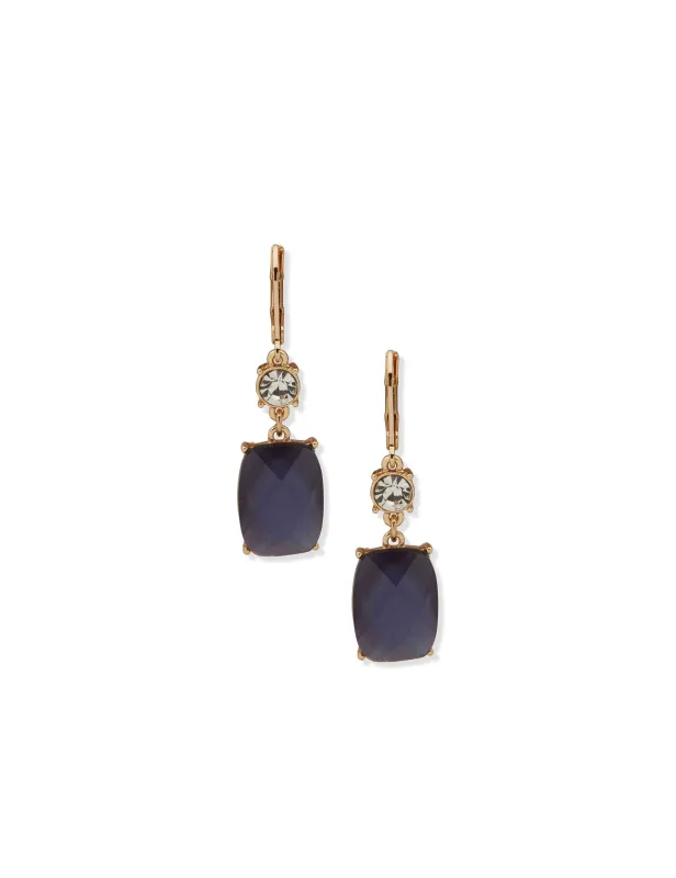 Station Drop Earring - Gold/Tanzanite made by Anne Klein