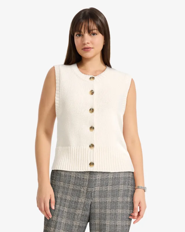 Button Front Vest sold by Anne Klein