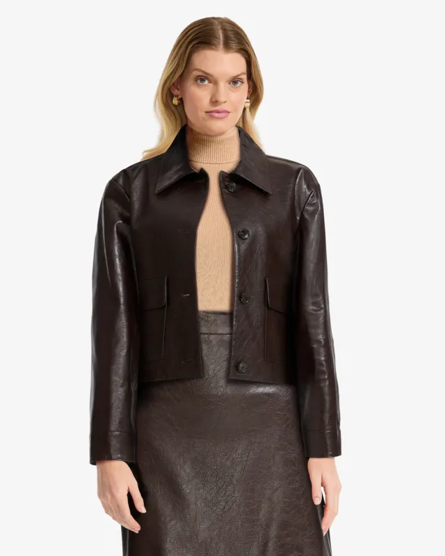 Vegan Leather Cropped Jacket sold by Anne Klein