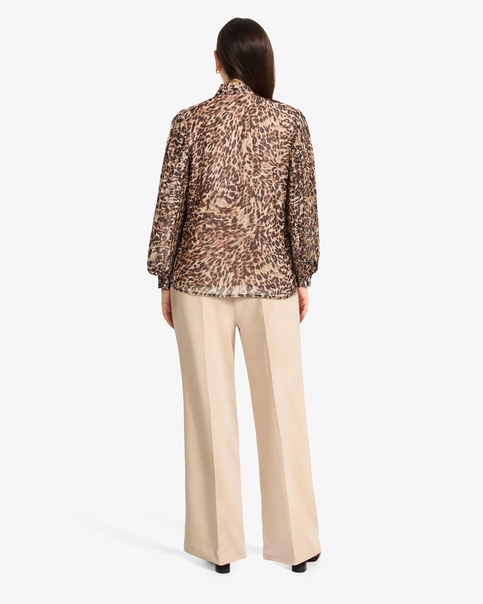 Petite Pleat Sleeve Button Front Long Sleeve Shirt sold by Anne Klein product image thumbnail 2