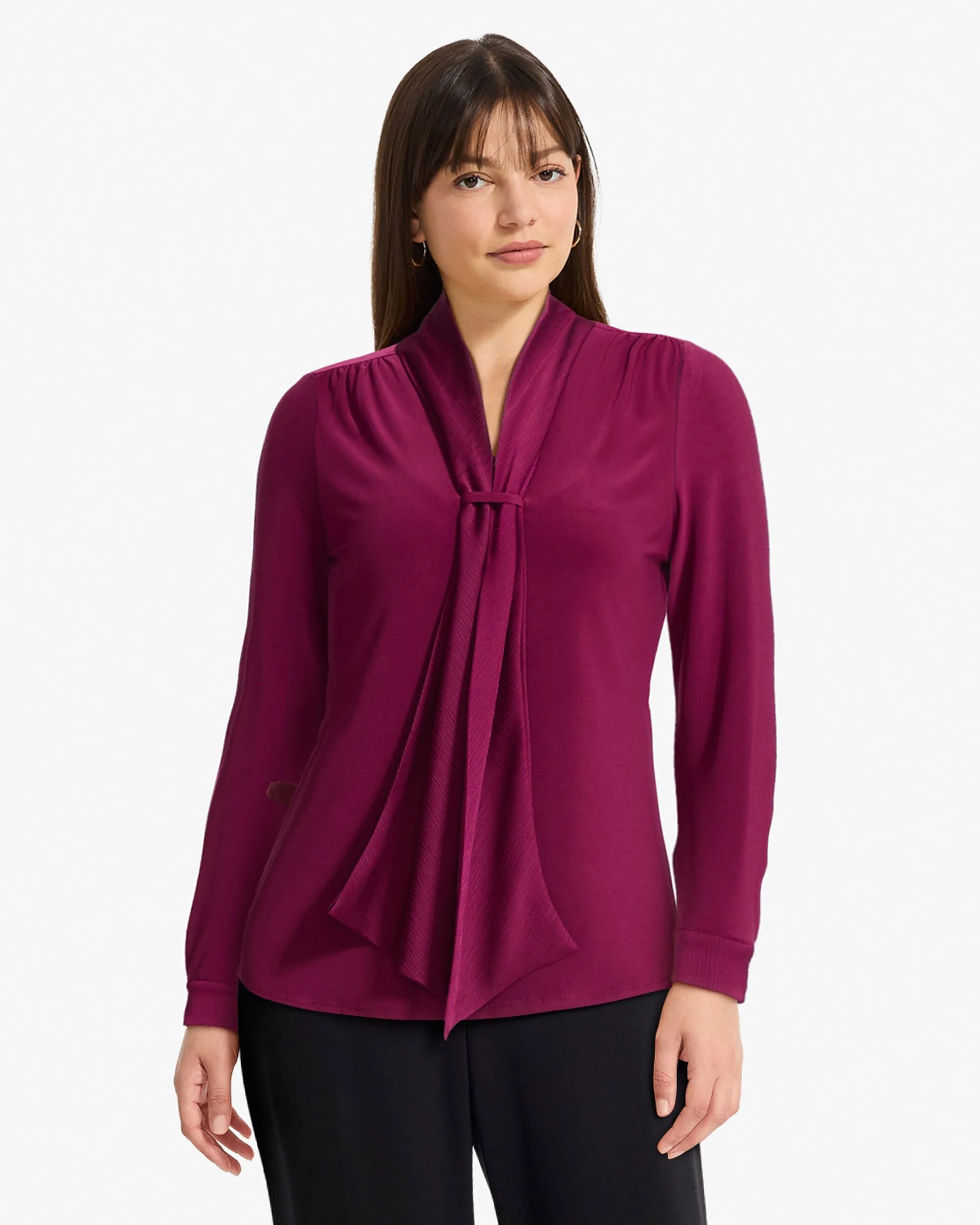 Petite Long Sleeve Front Tie Top sold by Anne Klein product image thumbnail 4