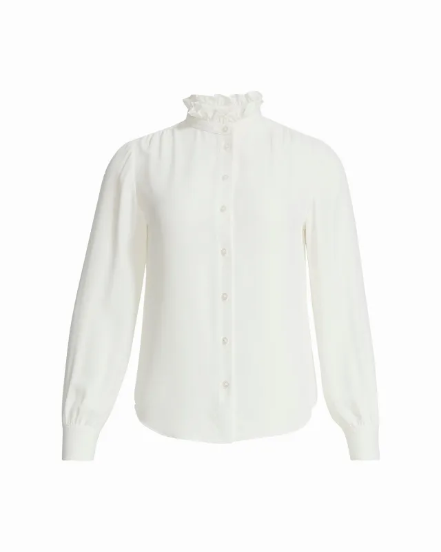 Ruffle Neck Button Front Shirt sold by Anne Klein