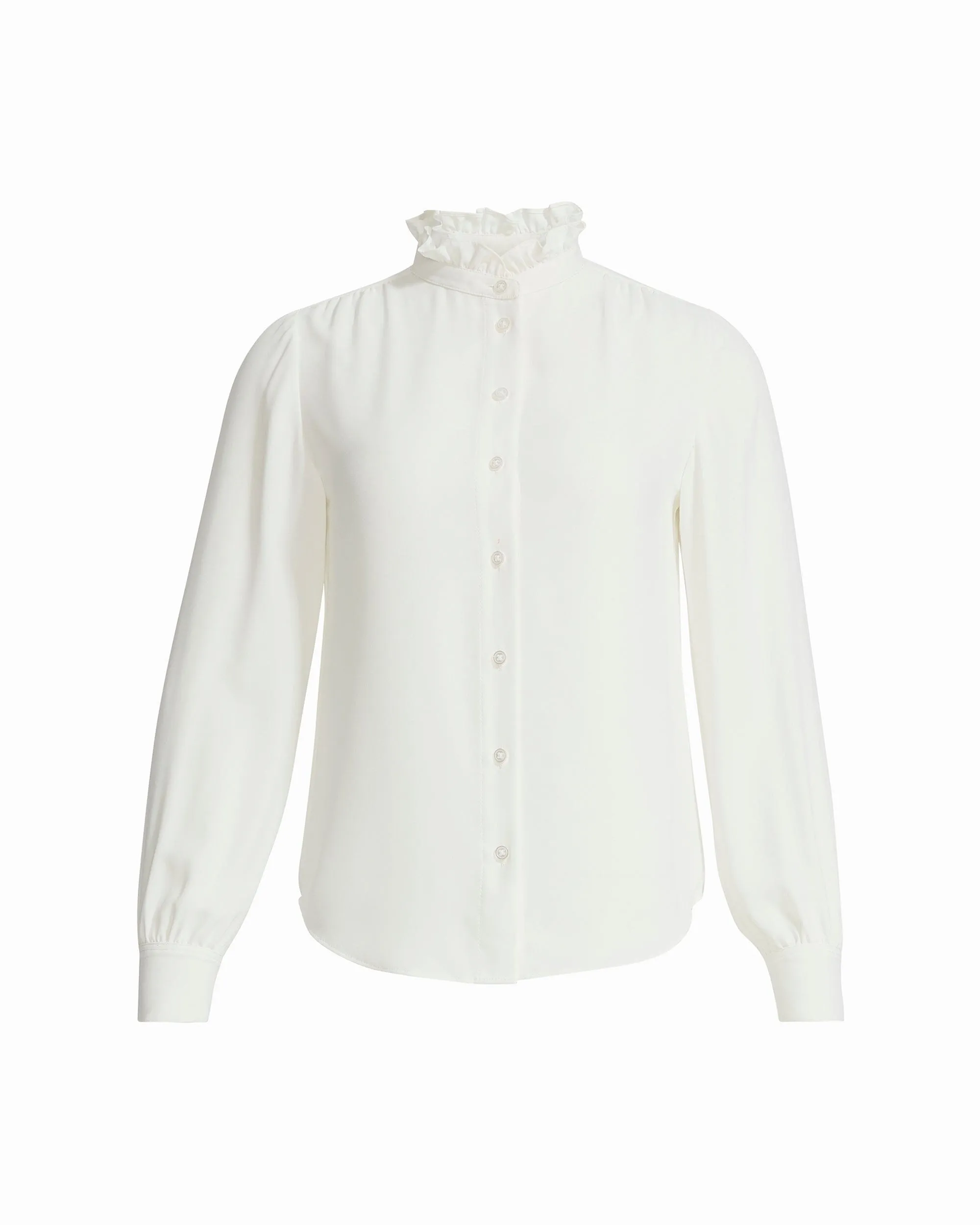 Ruffle Neck Button Front Shirt sold by Anne Klein