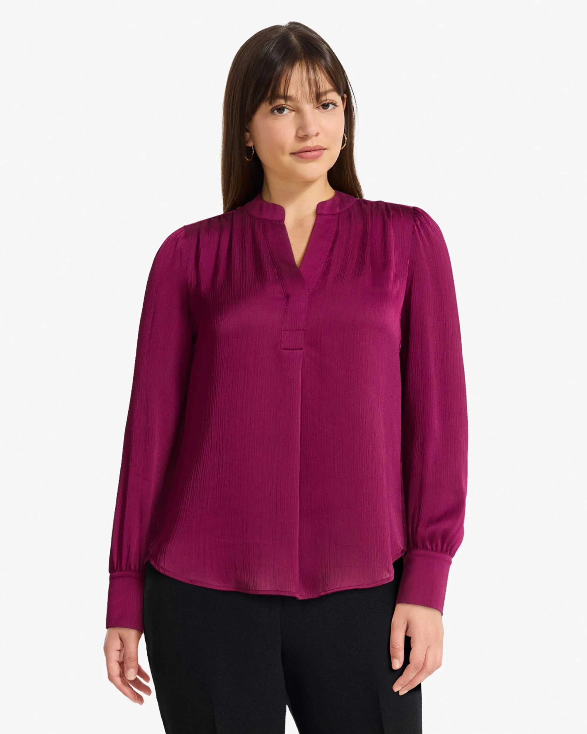 Pleat Front Long Sleeve Blouse sold by Anne Klein