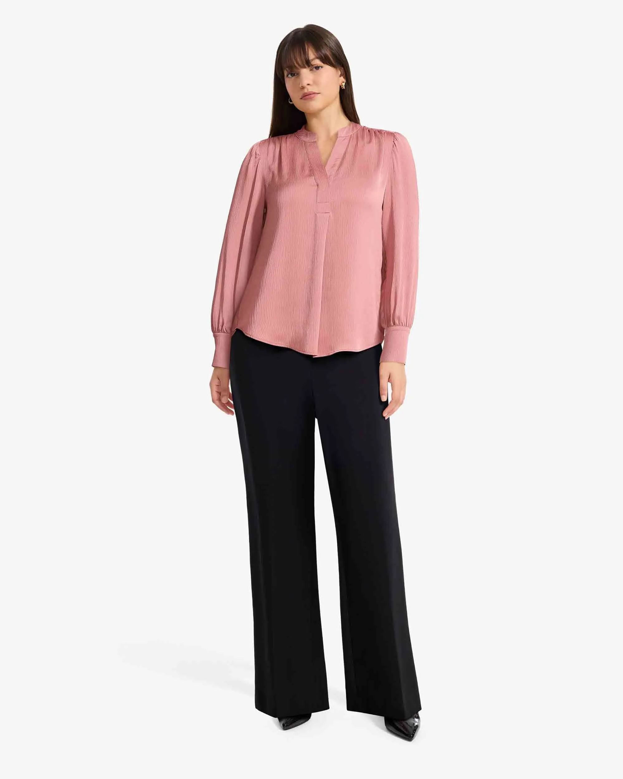 Pleat Front Long Sleeve Blouse sold by Anne Klein product image thumbnail 4