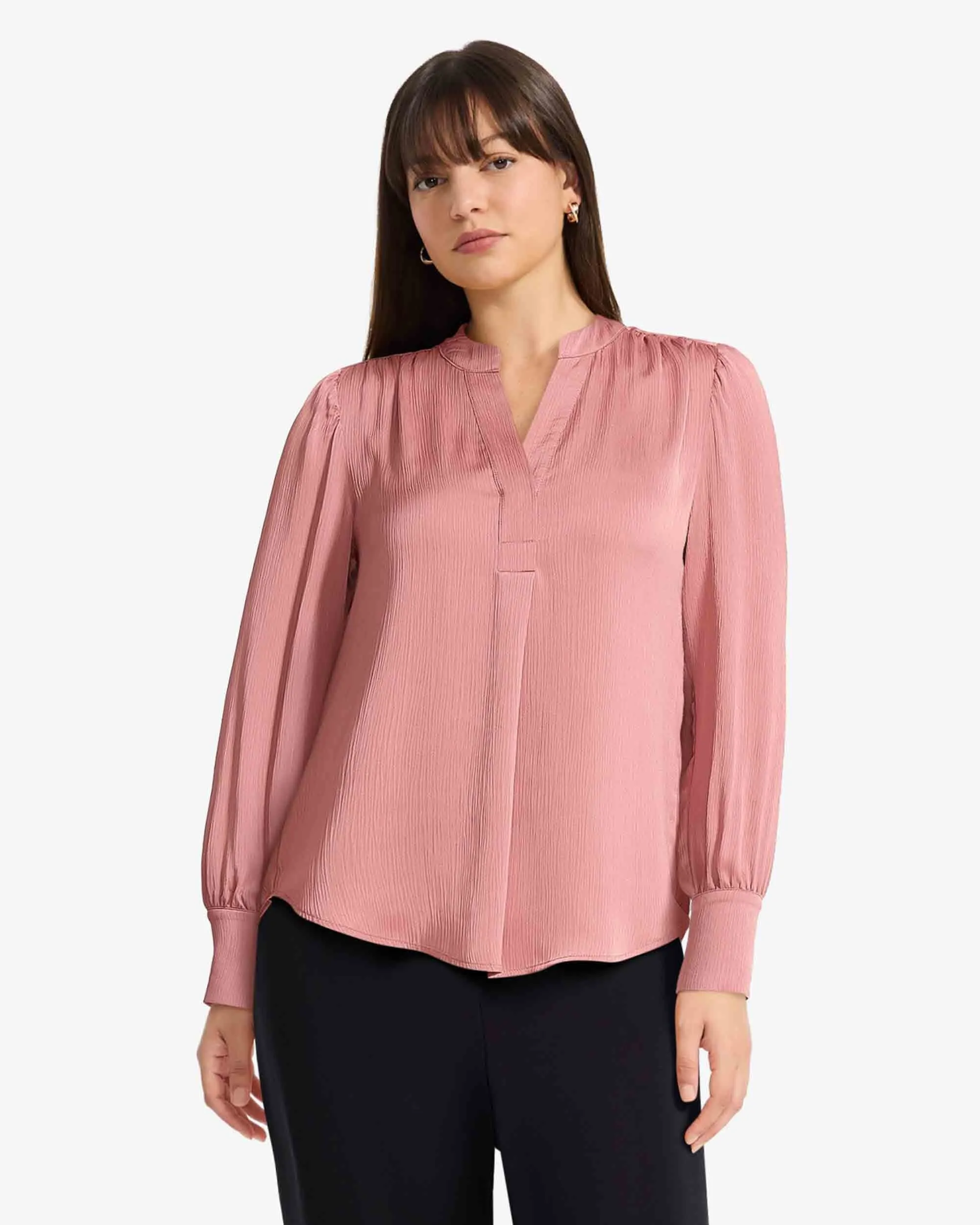 Pleat Front Long Sleeve Blouse sold by Anne Klein