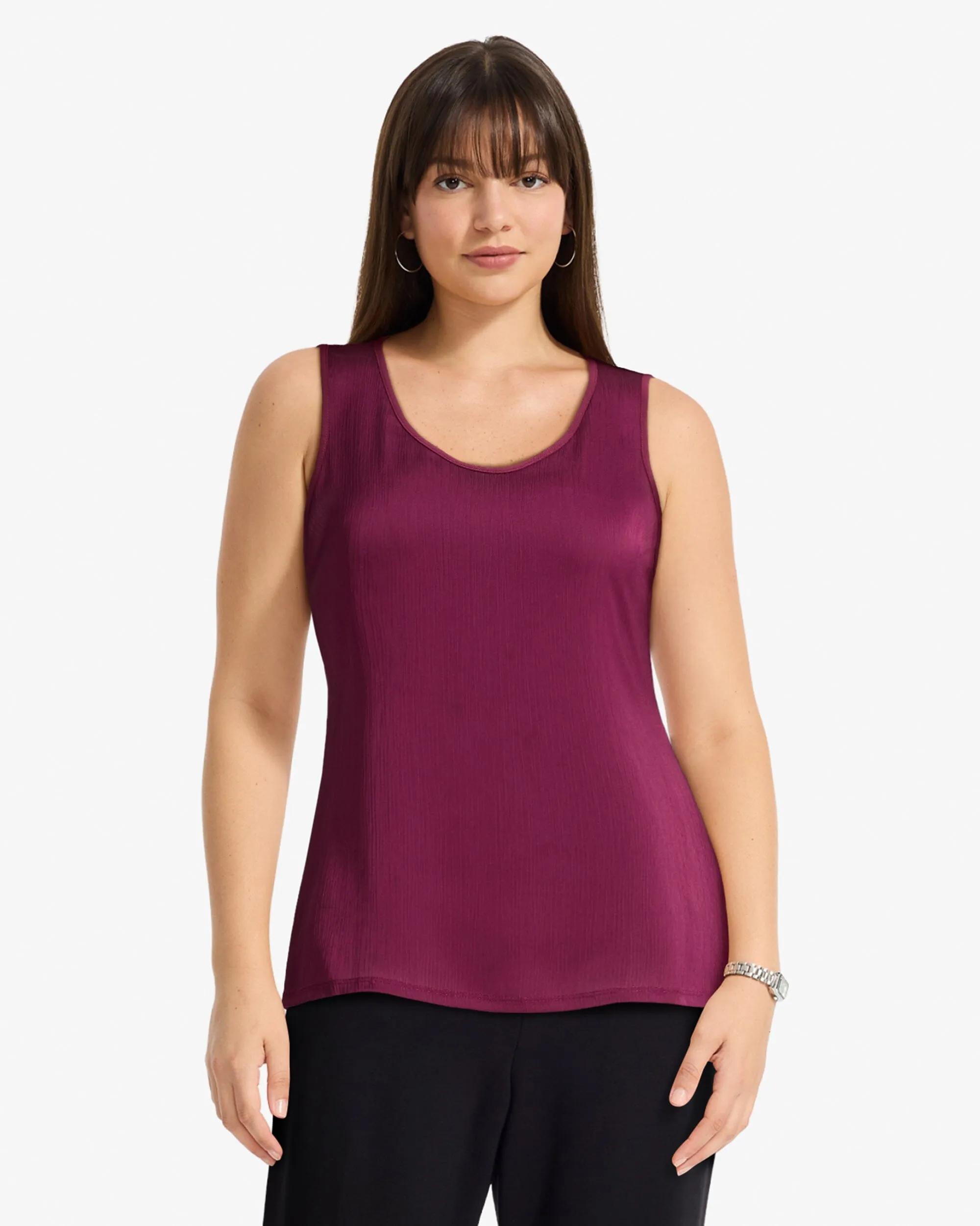 Mixed Media Scoop Neck Tank Top sold by Anne Klein
