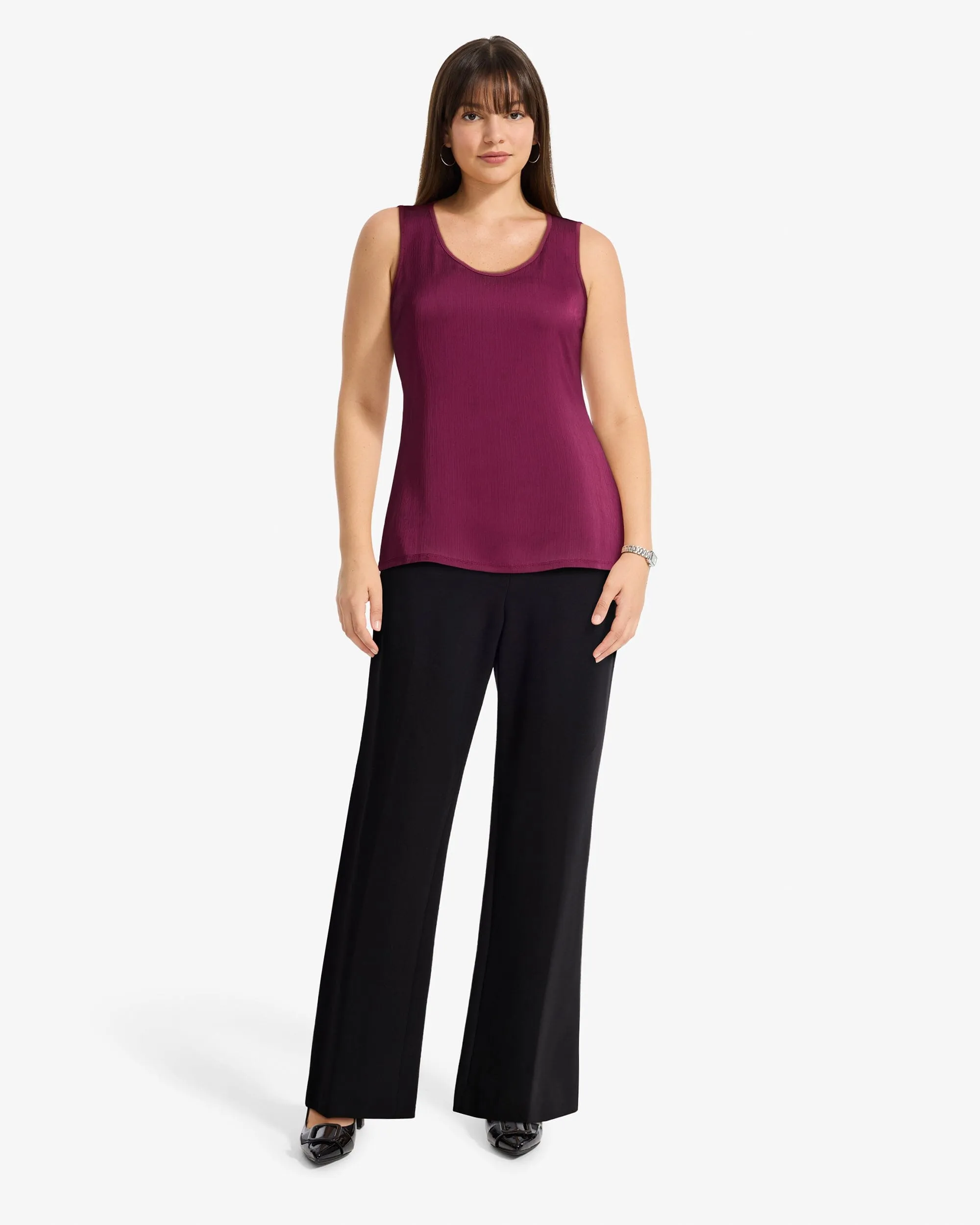 Mixed Media Scoop Neck Tank Top sold by Anne Klein product image thumbnail 3