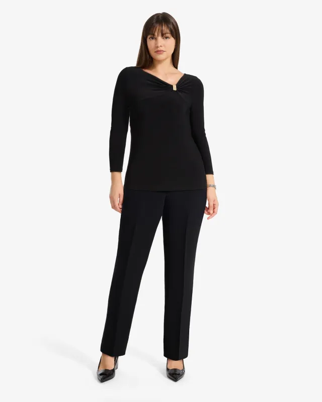 Plus Asymmetric Gathered Twist Knot Top sold by Anne Klein