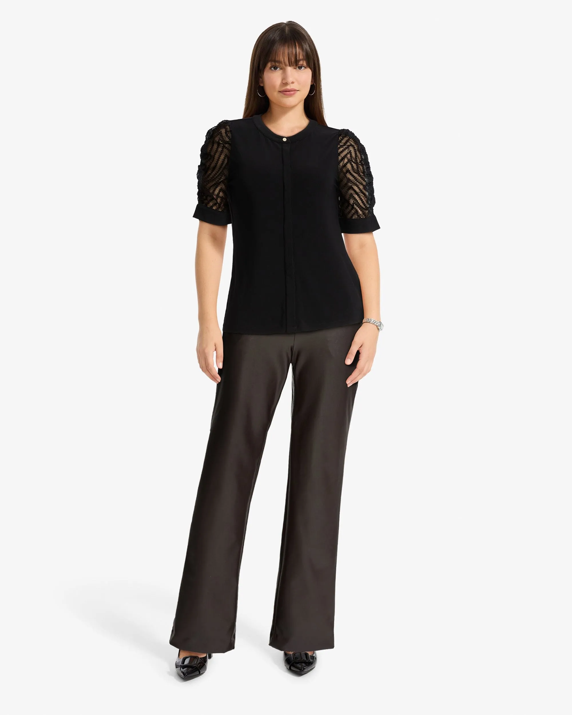 Elbow Sleeve Mixed Media Top sold by Anne Klein product image thumbnail 3