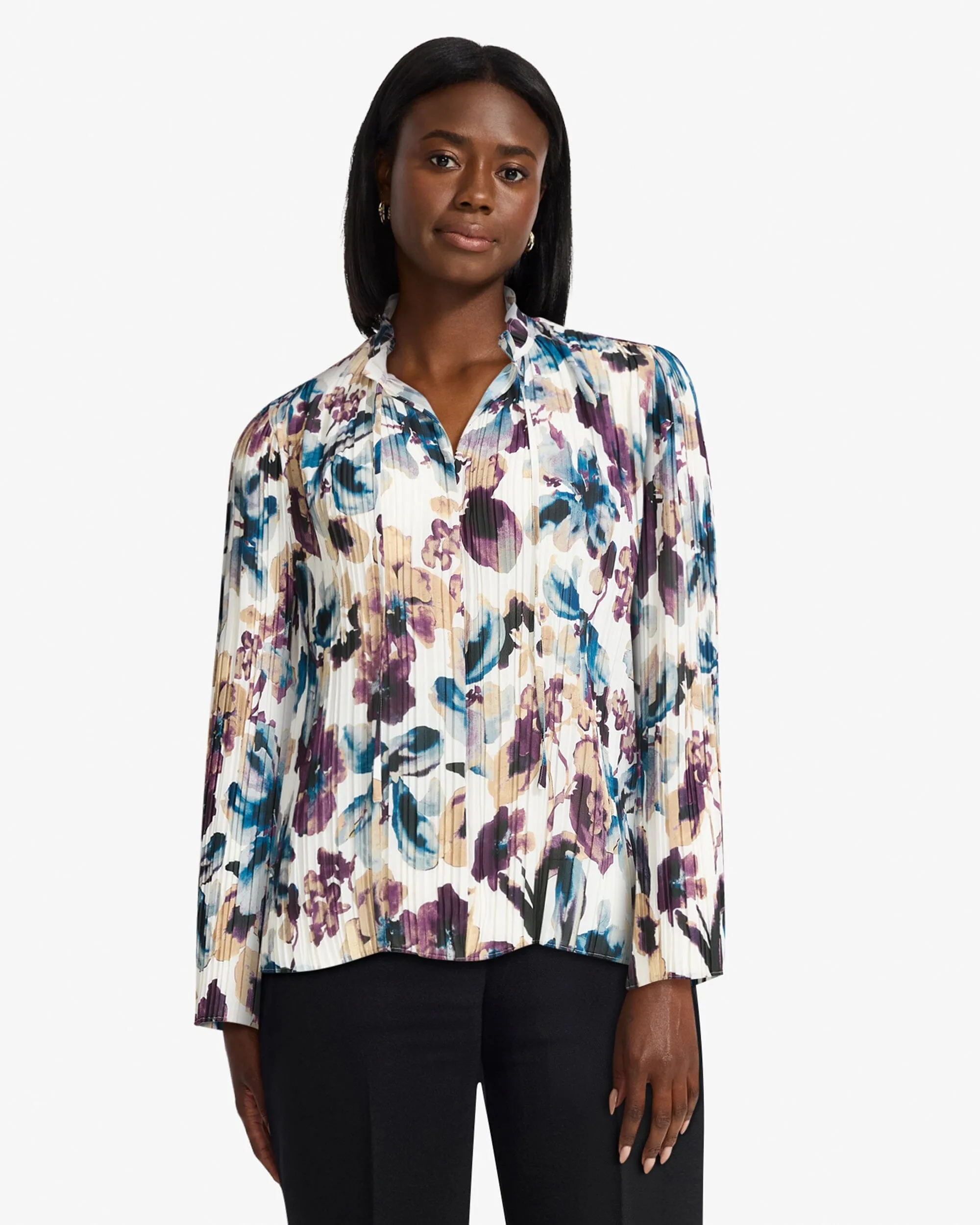 Tie Neck Pleated Top W Long Sleeves sold by Anne Klein product image thumbnail 3