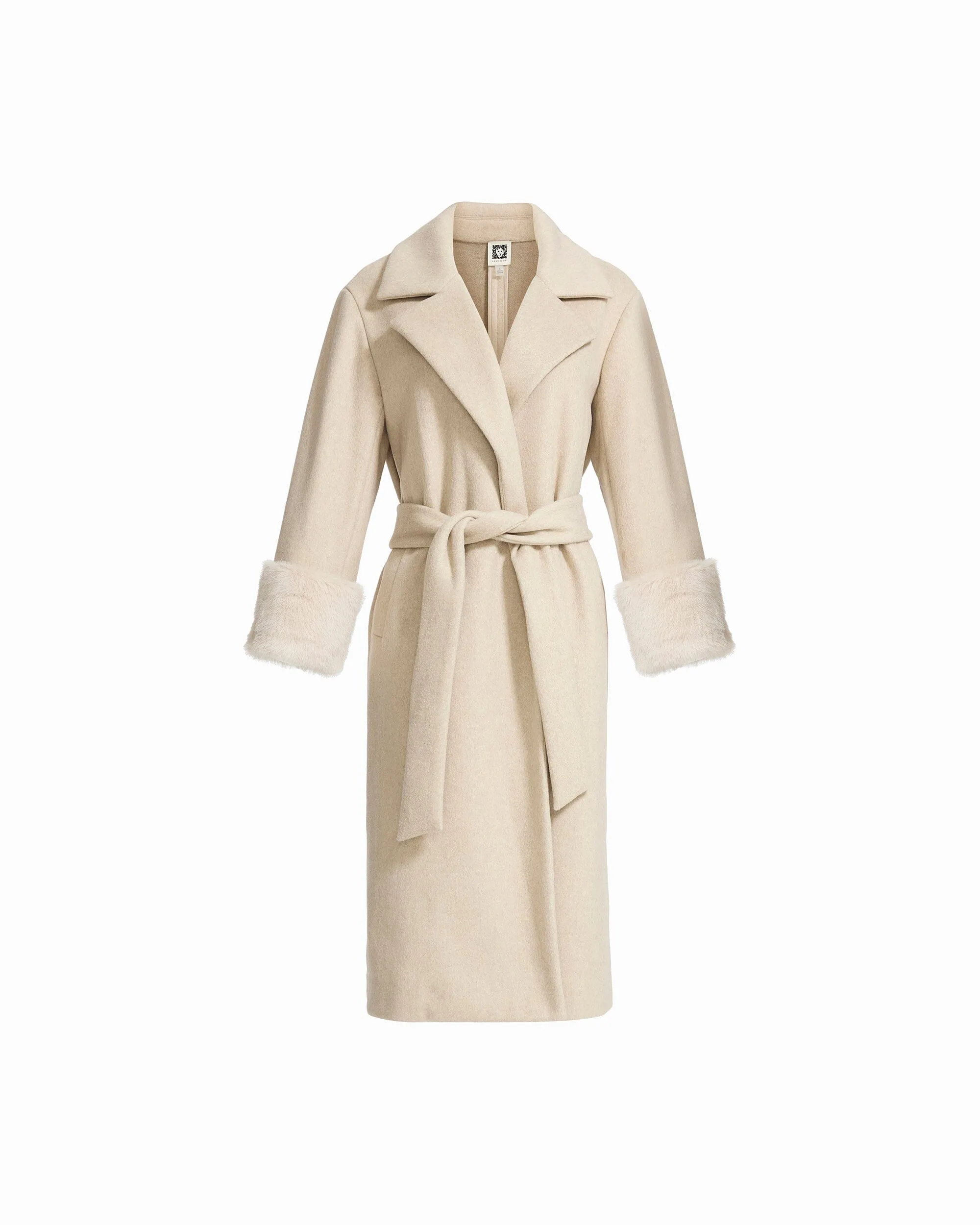 Tie Front Faux Fur Coat sold by Anne Klein