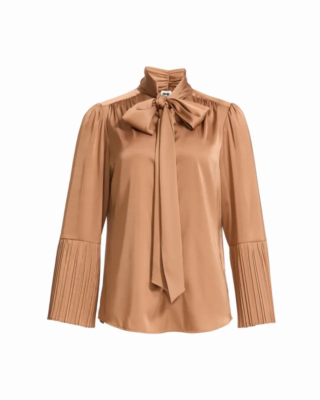 Petite Tie Neck Blouse Pleated sold by Anne Klein