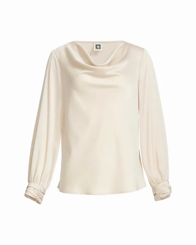 Drape Neck Blouse Ls With Cuff sold by Anne Klein
