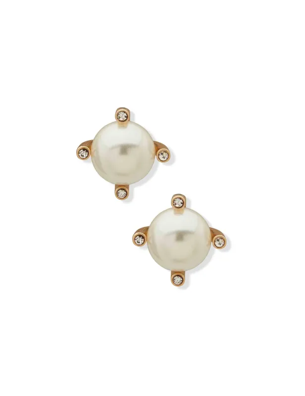 Pearl Crystal Stud Earrings sold by Anne Klein