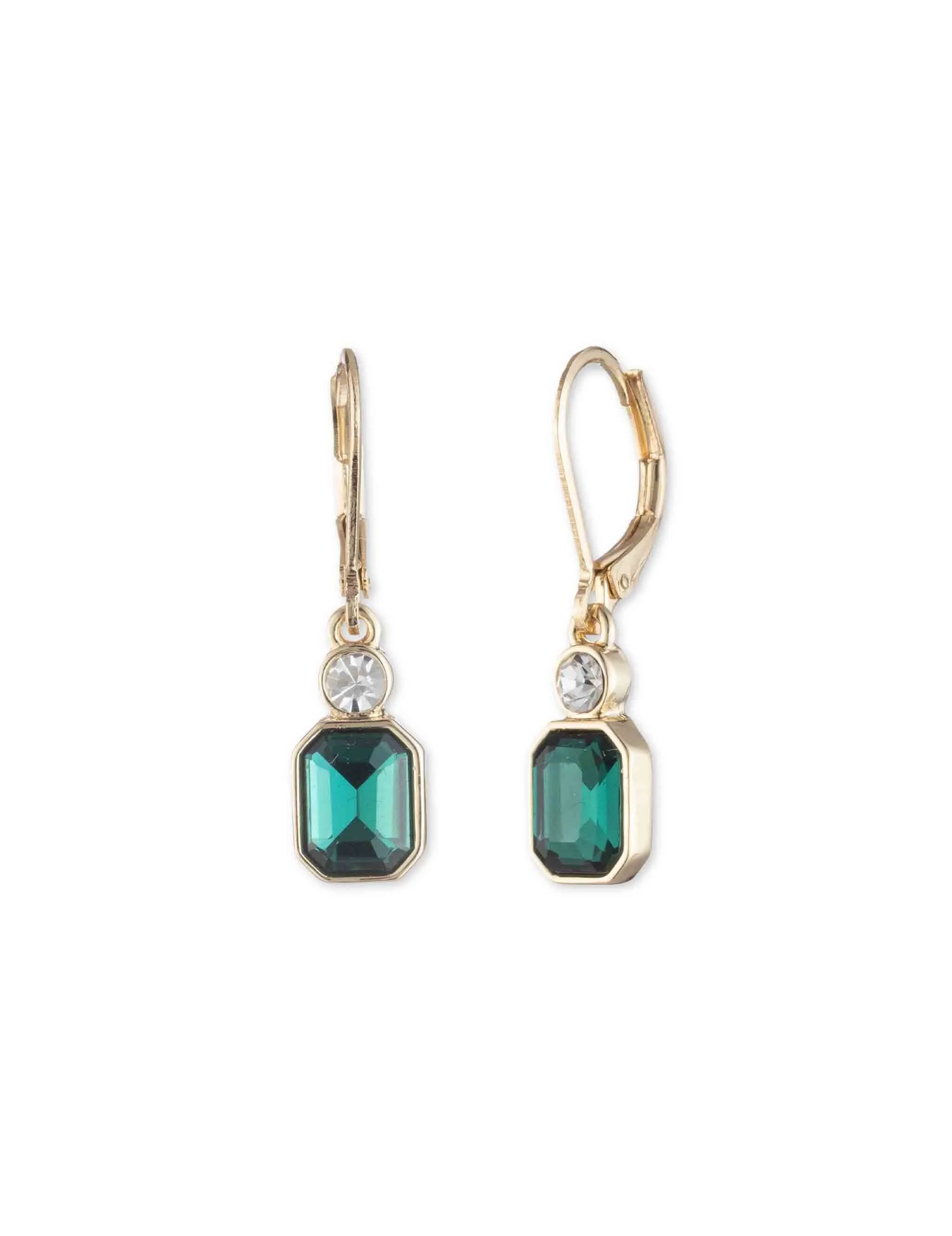 Bright Crystal Drop Pierced Earring - Emerald sold by Anne Klein
