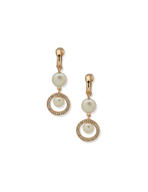 Pearl and Crystal Linear Clip Earrings sold by Anne Klein