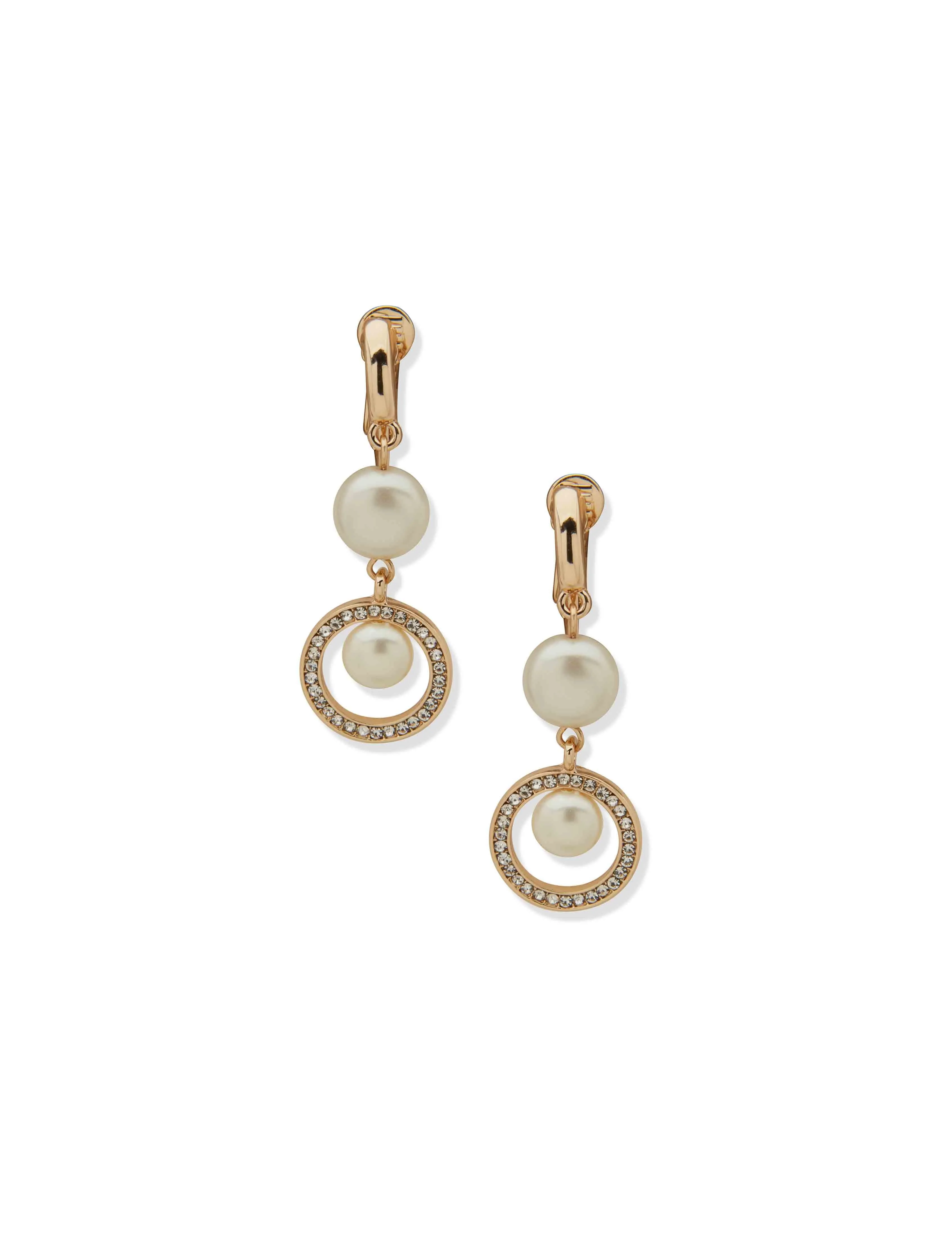 Pearl and Crystal Linear Clip Earrings sold by Anne Klein