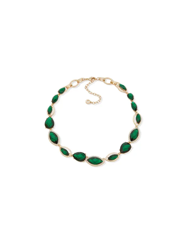 Navette & Teardrop Station Necklace sold by Anne Klein